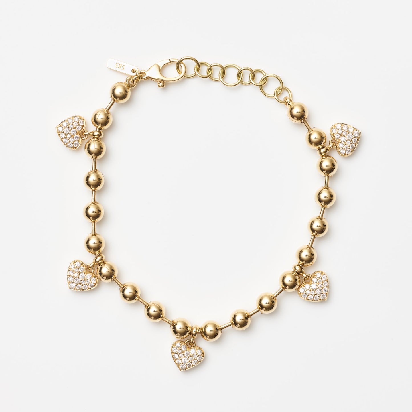Diamond Heart Bead Bracelet