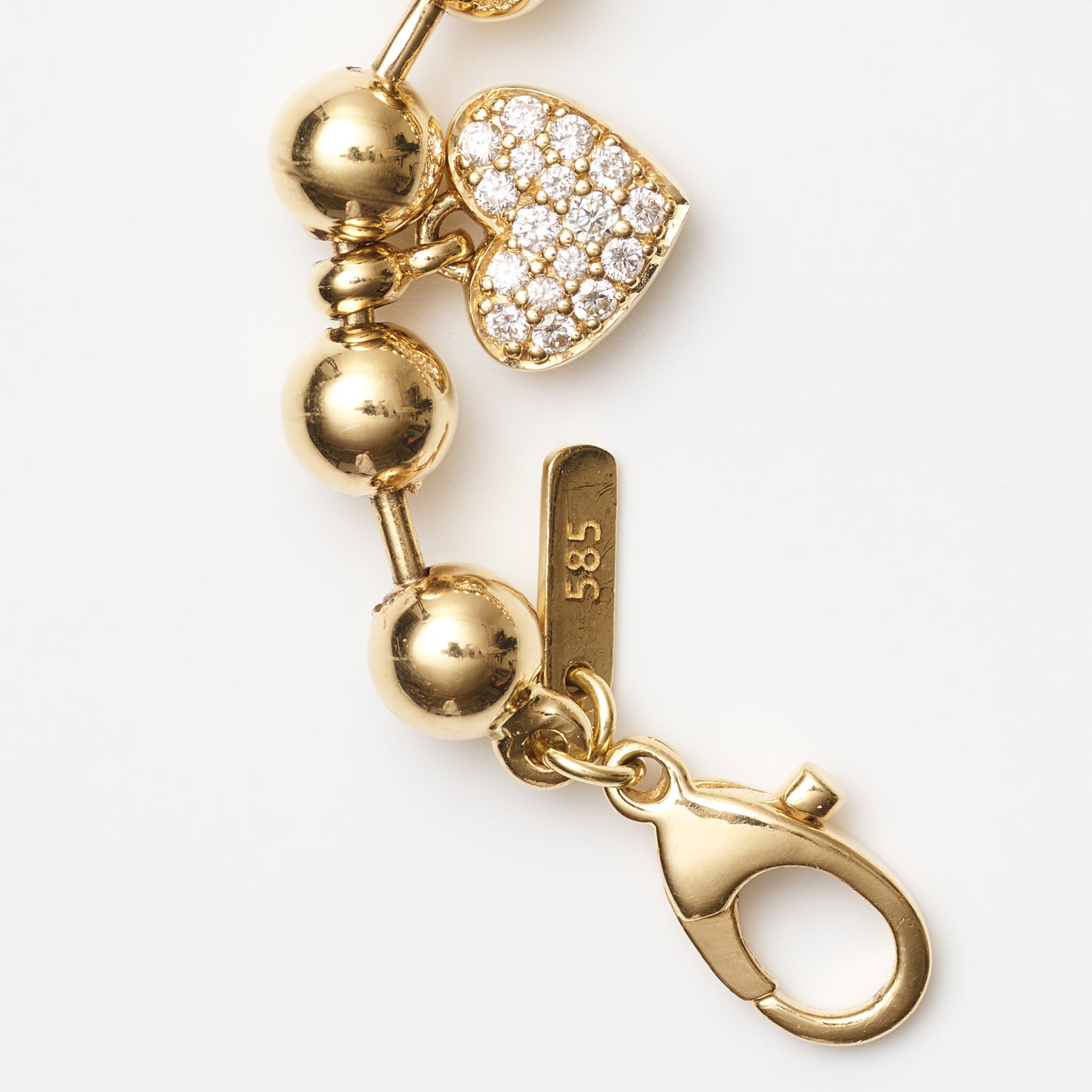 Diamond Heart Bead Bracelet