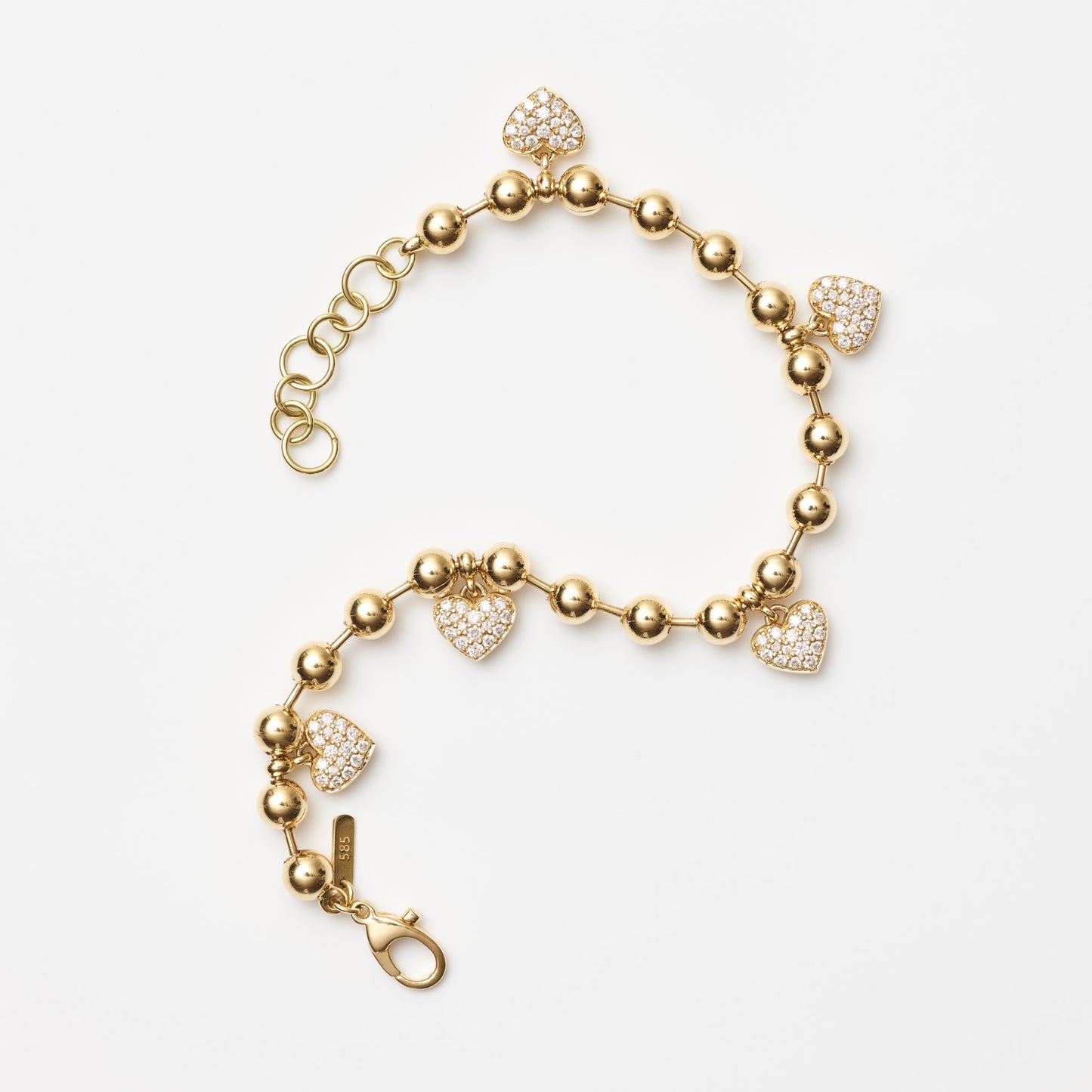 Diamond Heart Bead Bracelet