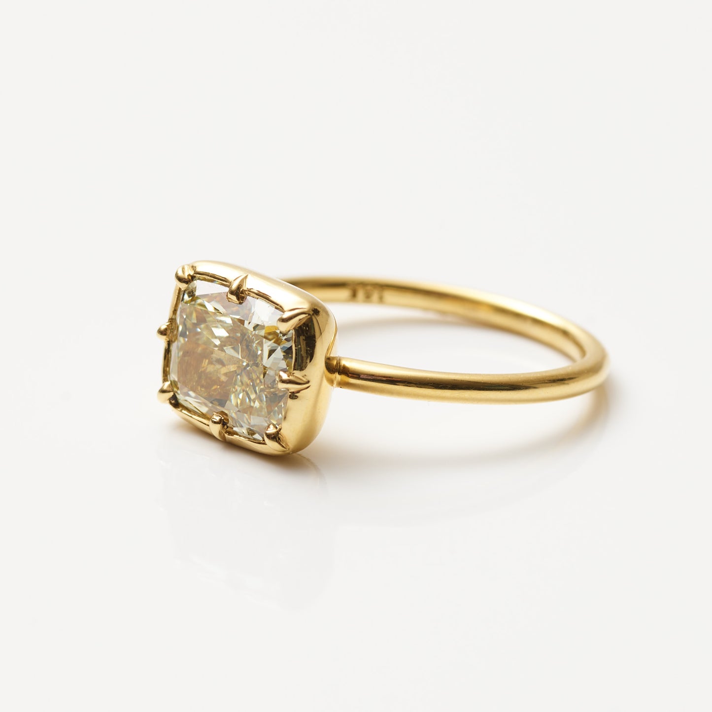 Cushion-Shape Yellow Diamond Bubble Ring