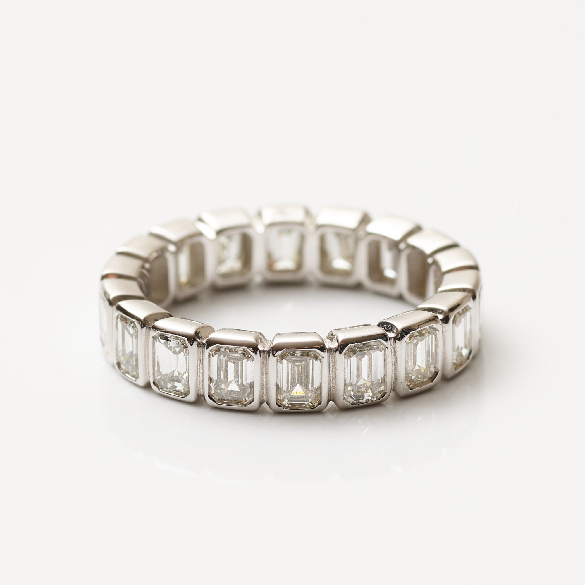 Bezel-Set Emerald Cut Eternity Band