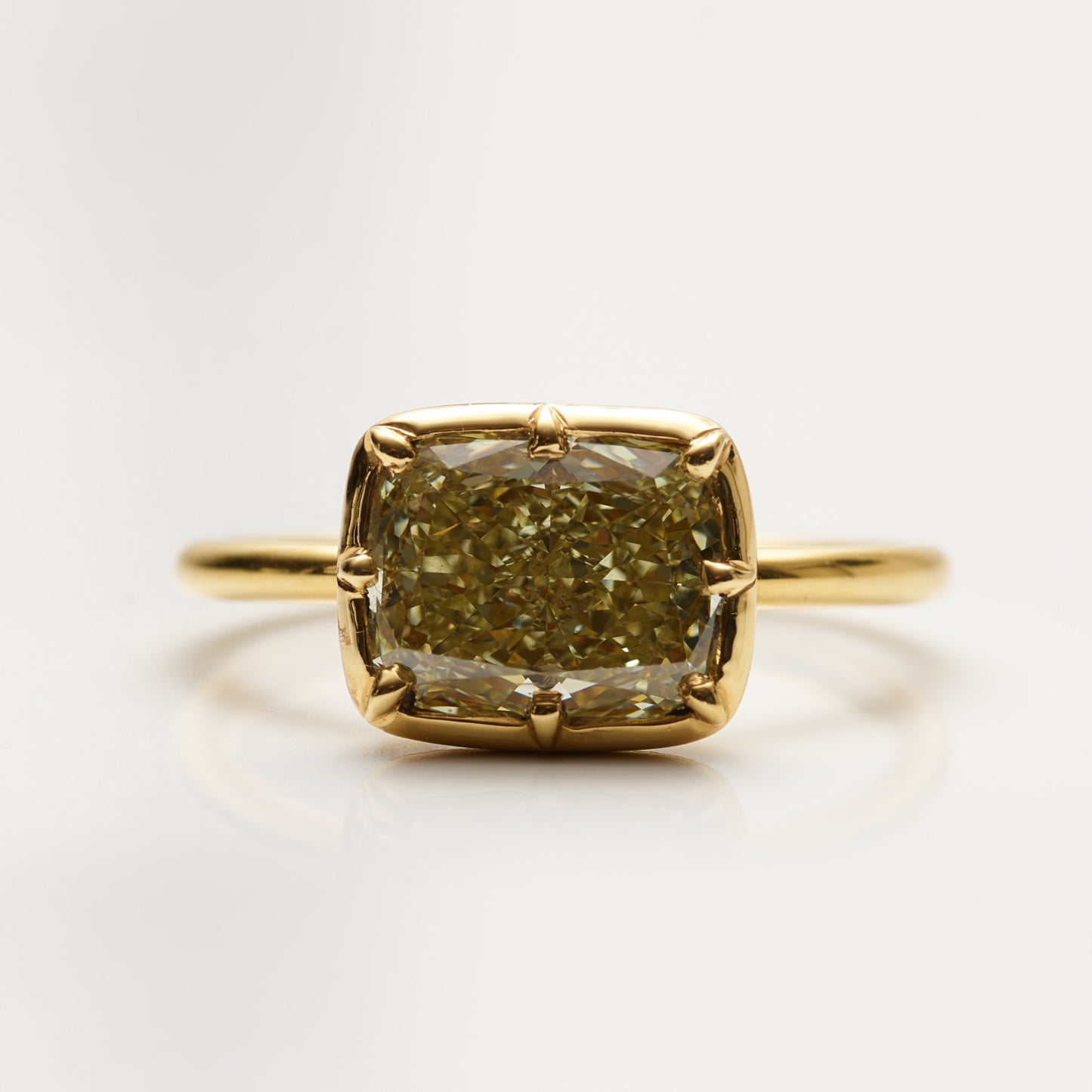 Cushion-Shape Yellow Diamond Bubble Ring