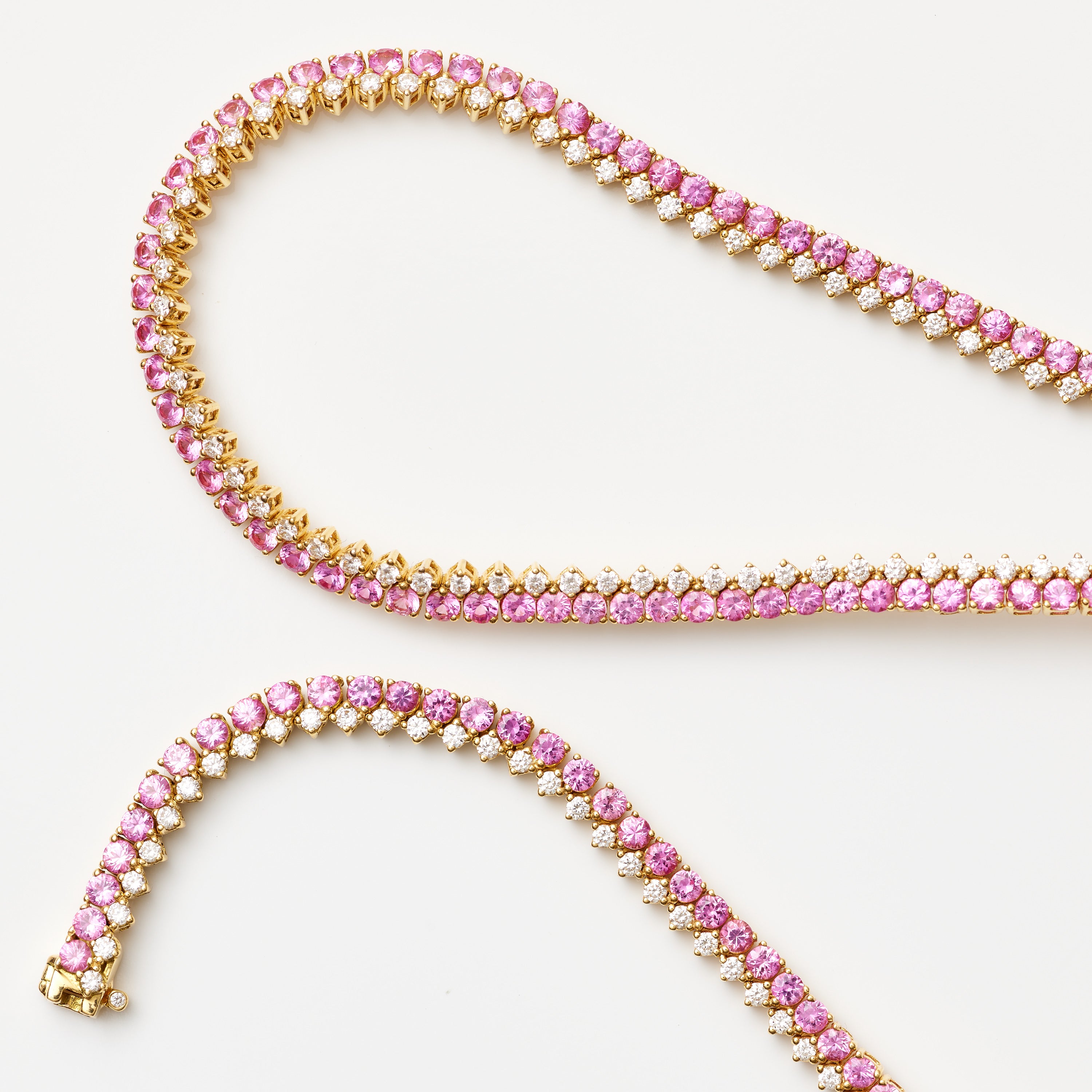 Pink Sapphire & Diamond Double Tennis Necklace