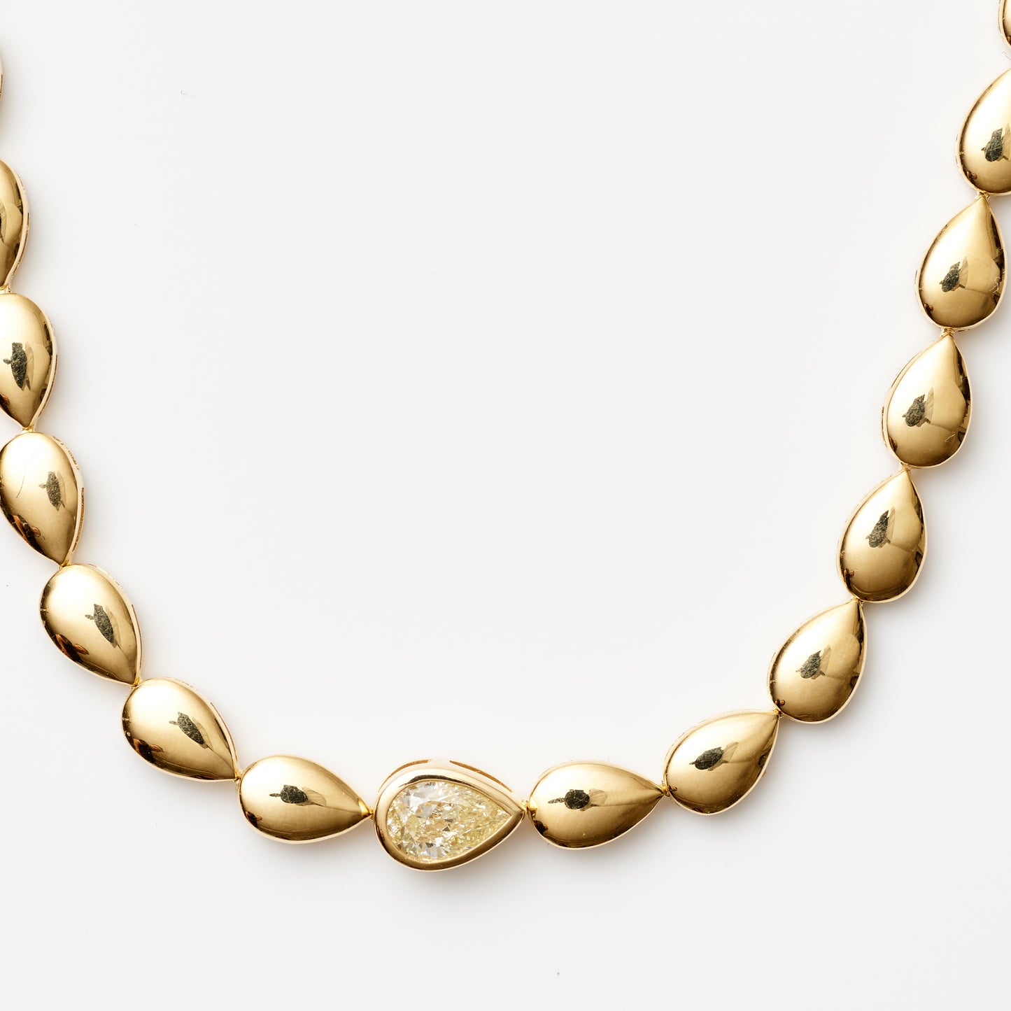 East-West Pear Shape Bezel Diamond Tennis Necklace