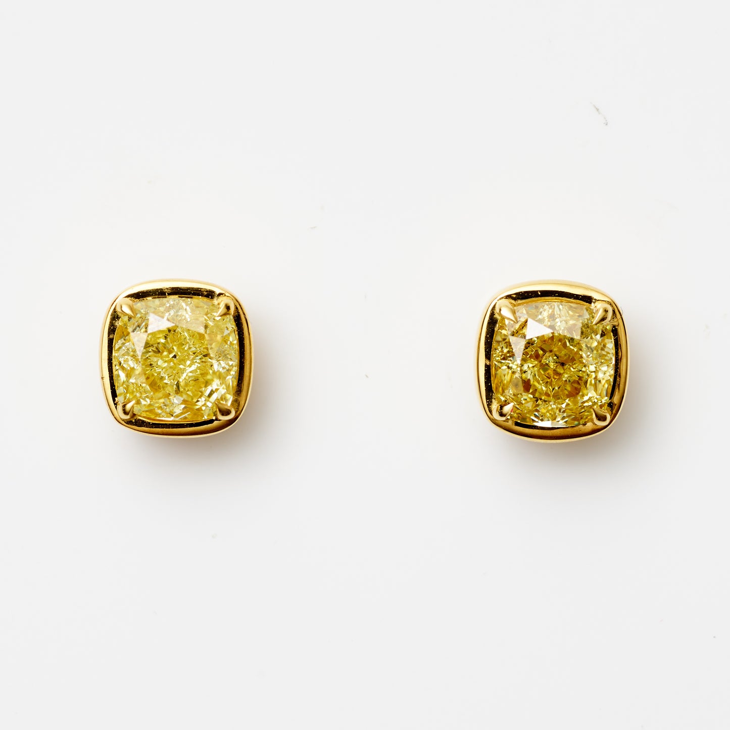 Yellow Diamond Cushion Studs