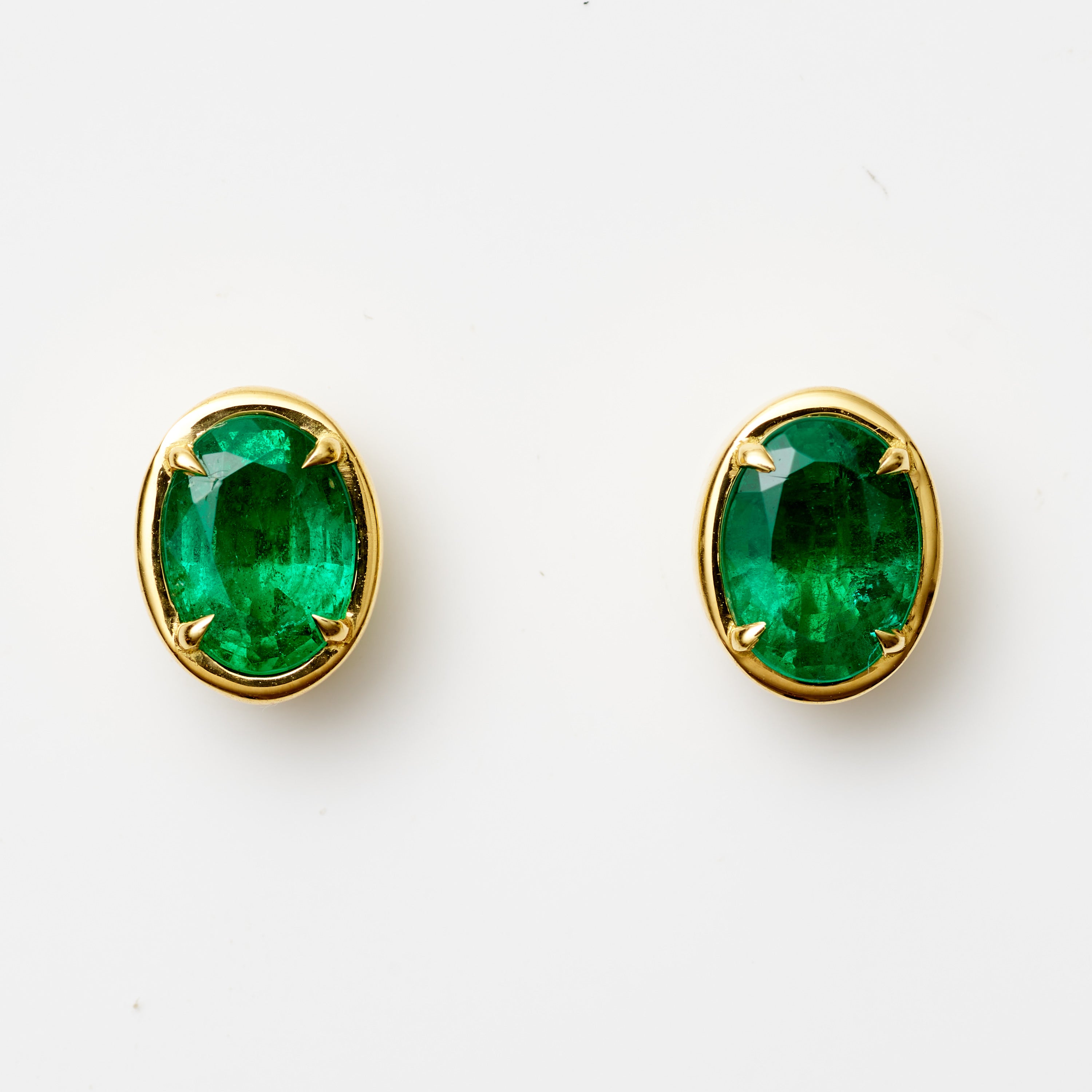 Green Emerald Oval Studs