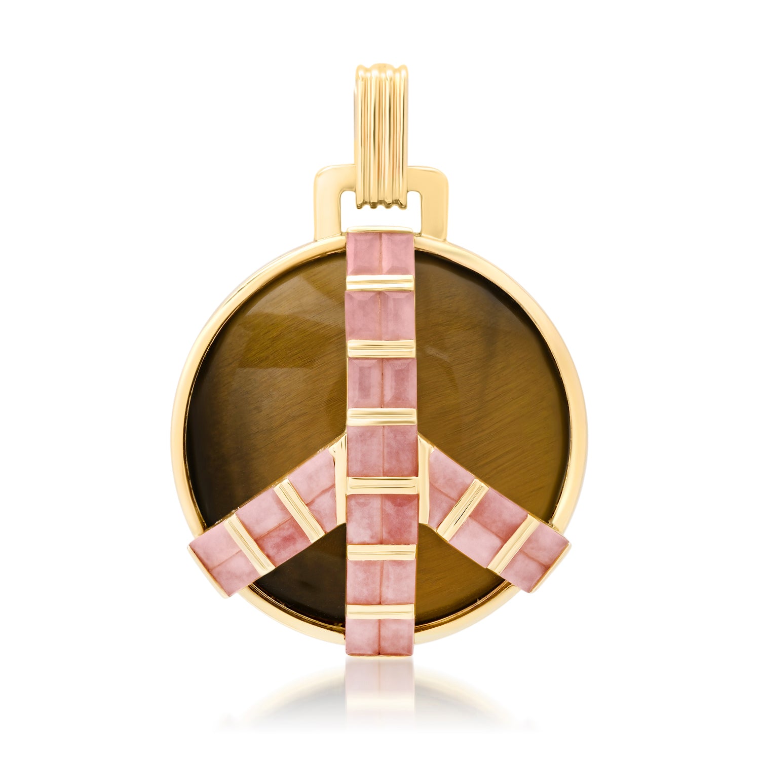 Mid-Size Peace Pendant, Tigers Eye & Pink Opal
