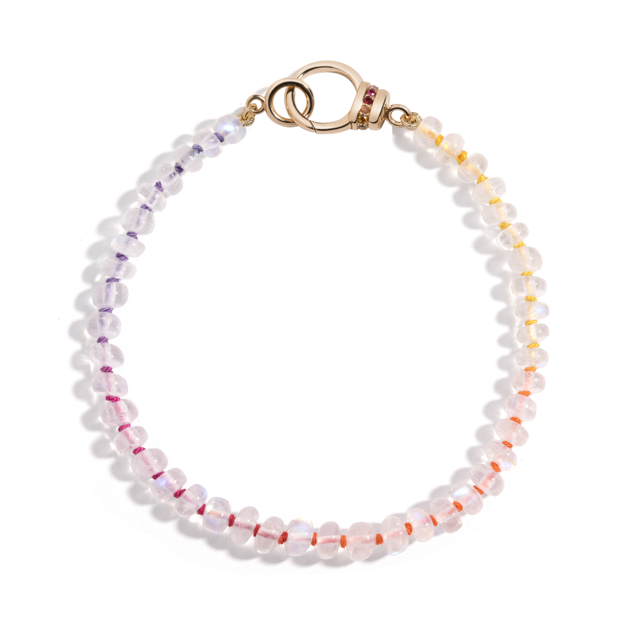 Rainbow Moonstone Line Bracelet