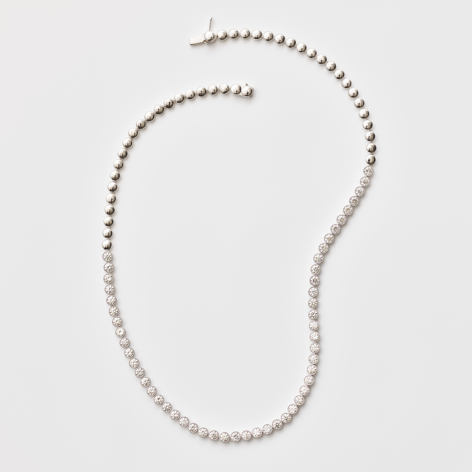 Beaded Bezel Tennis Necklace