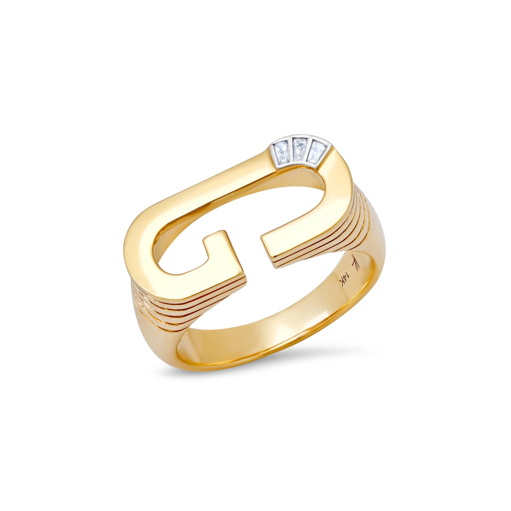 Grandsize Ribbed Initial Ring