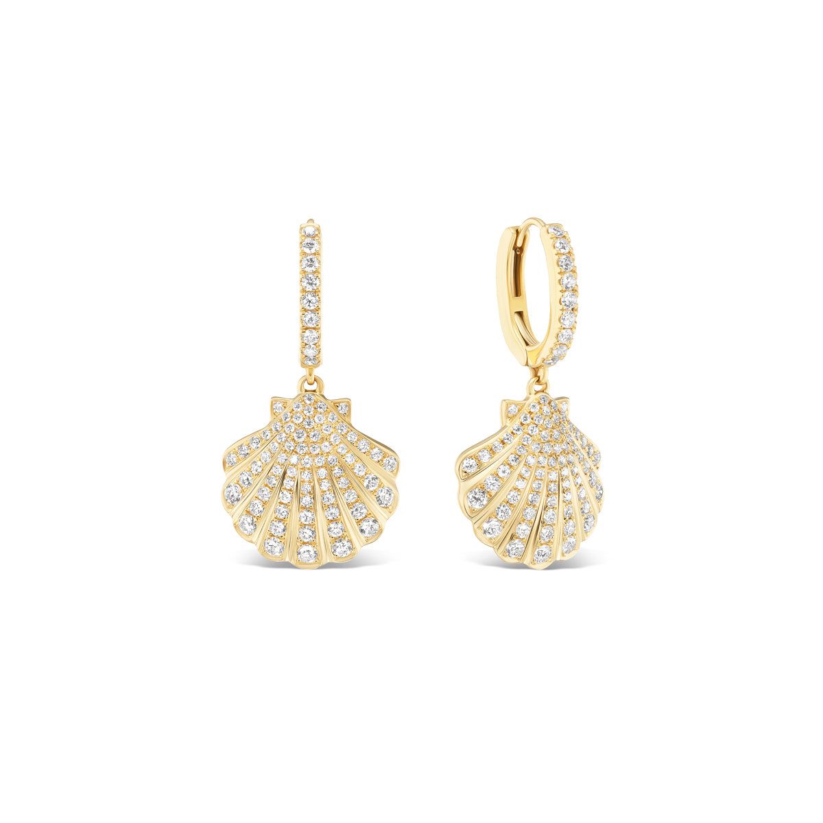 Diamond Seashell Earrings