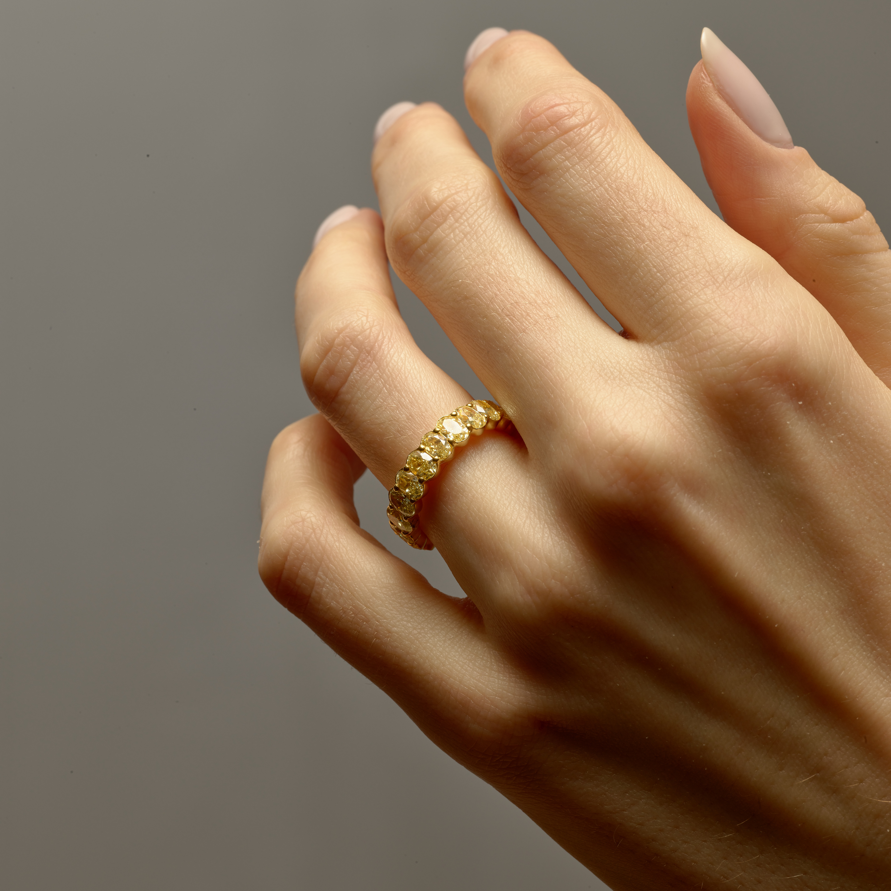 Yellow Diamond Oval Eternity Band