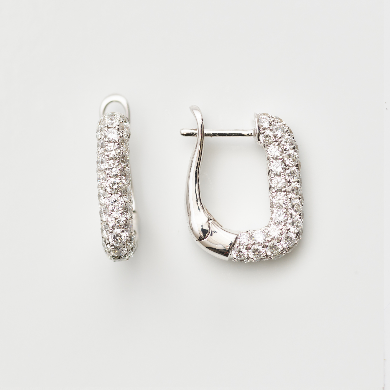 Rectangular Pave-Diamond Hoops