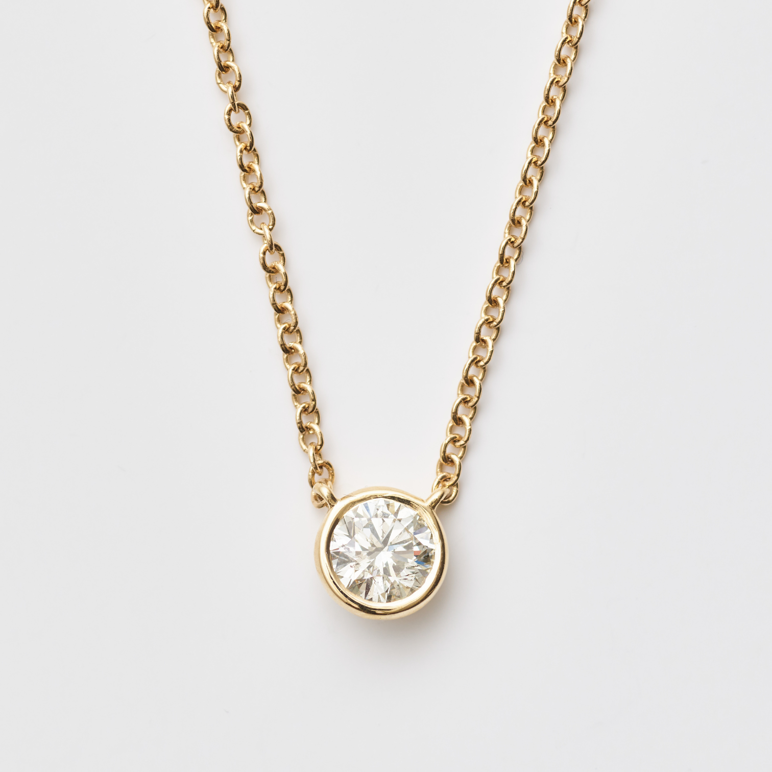 Round-Brilliant Bezel Solitaire Necklace