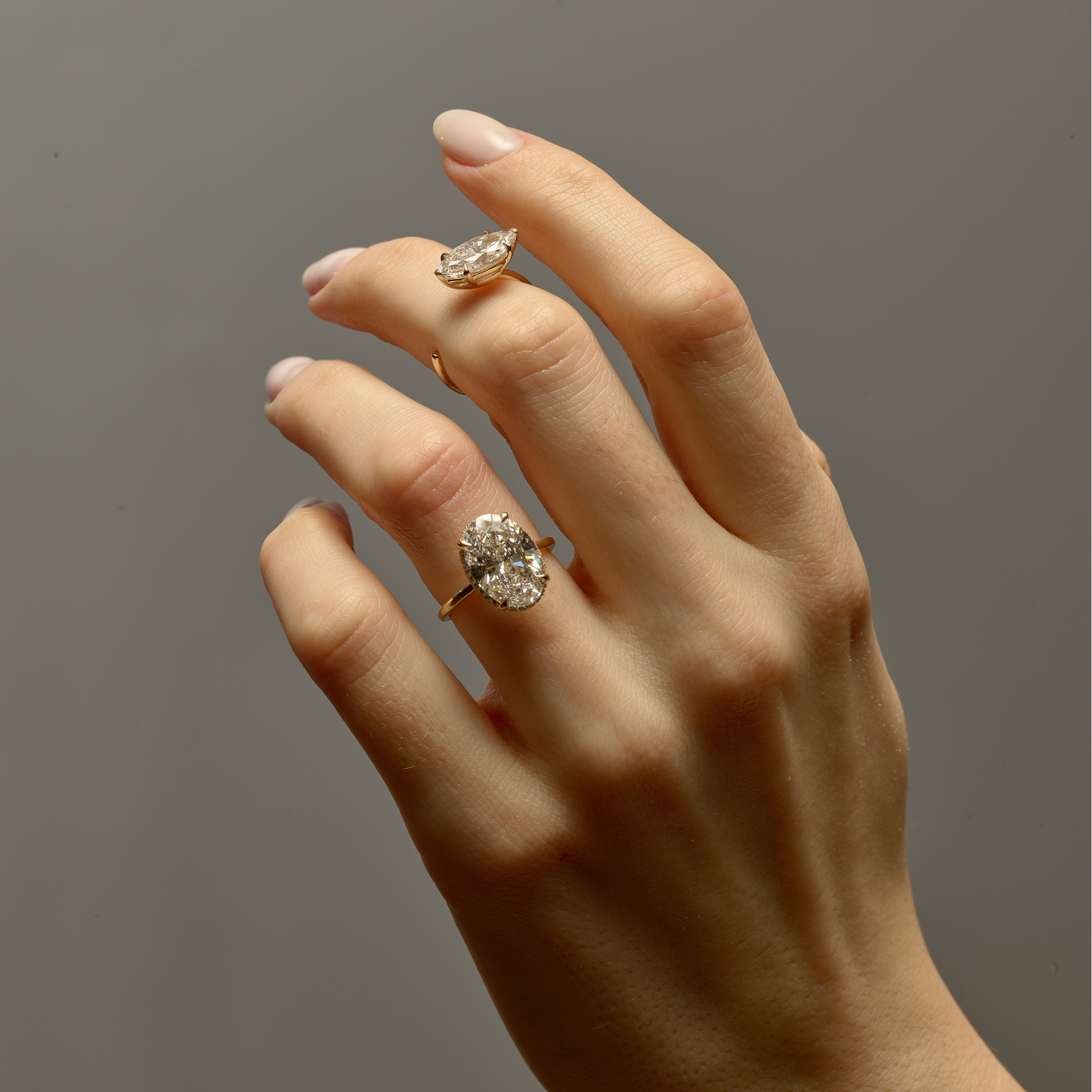 Oval Lab Diamond Hidden Halo Ring