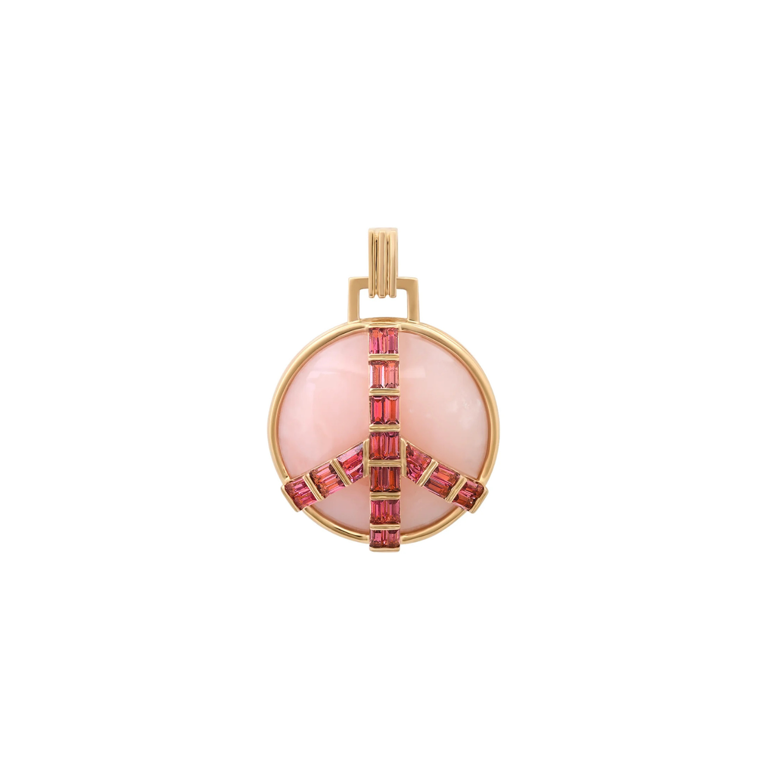 Mid-Size Peace Pendant, Pink Opal & Pink Sapphire
