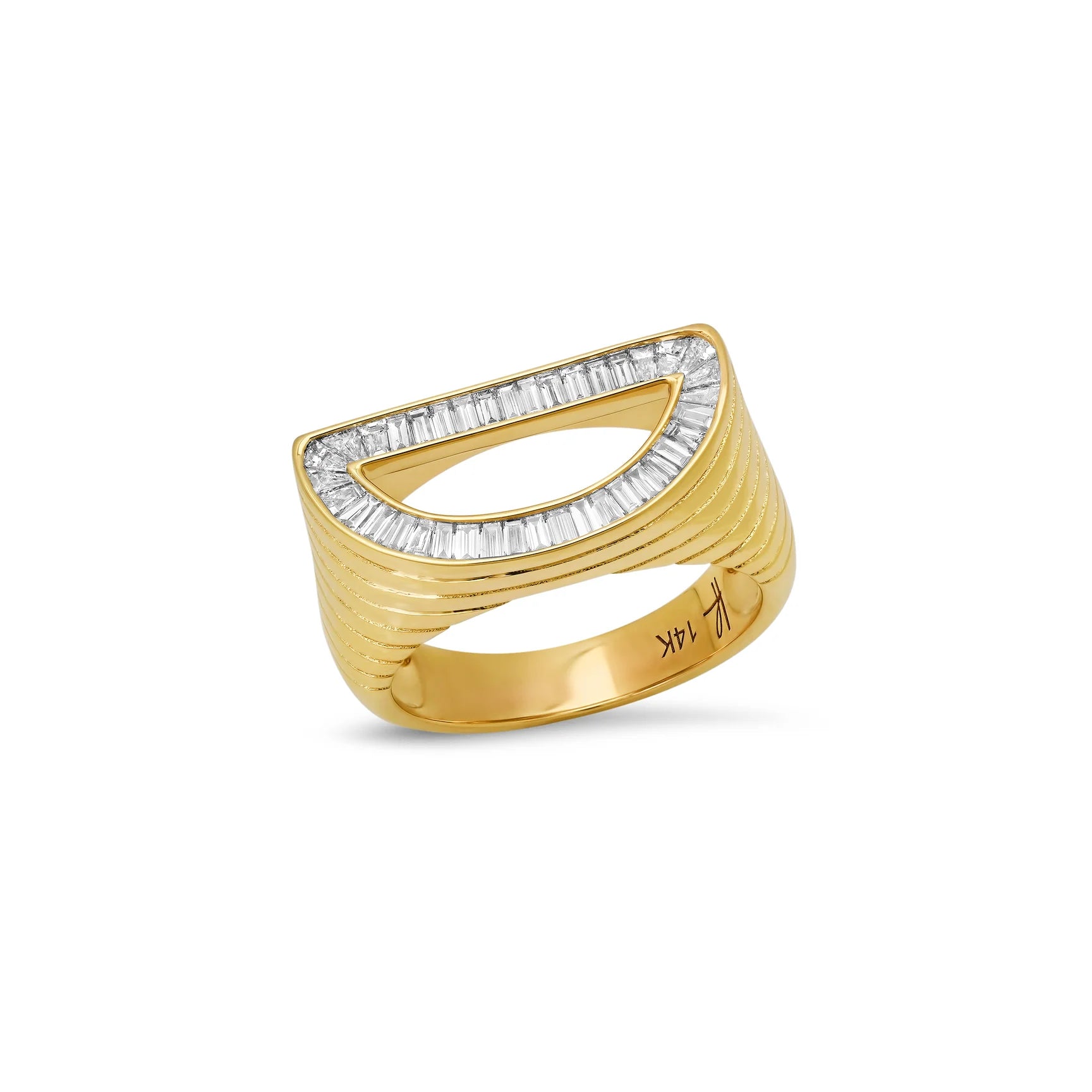 Grandsize Encrusted Initial Ring, Diamonds