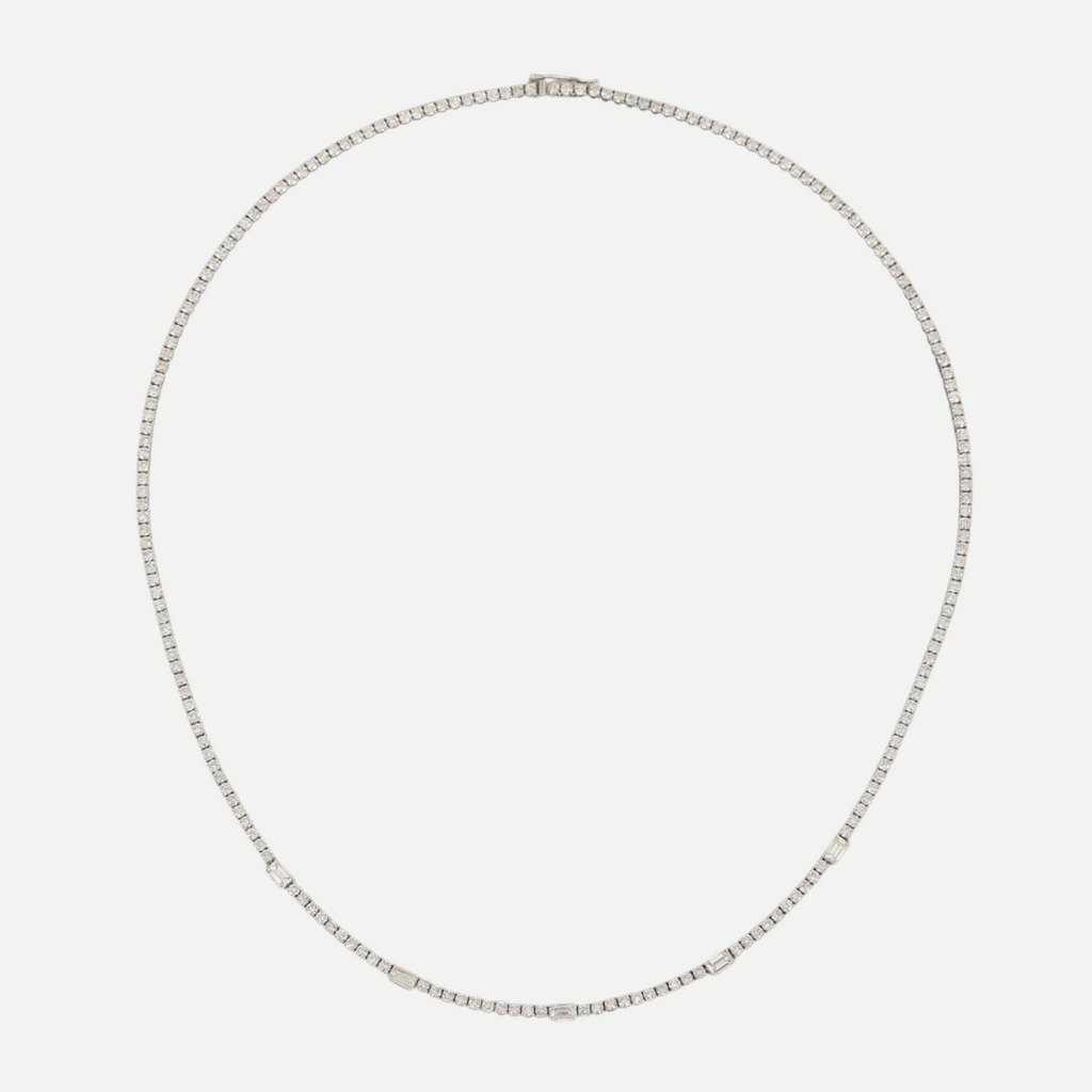 Diamond Baguette Tennis Necklace