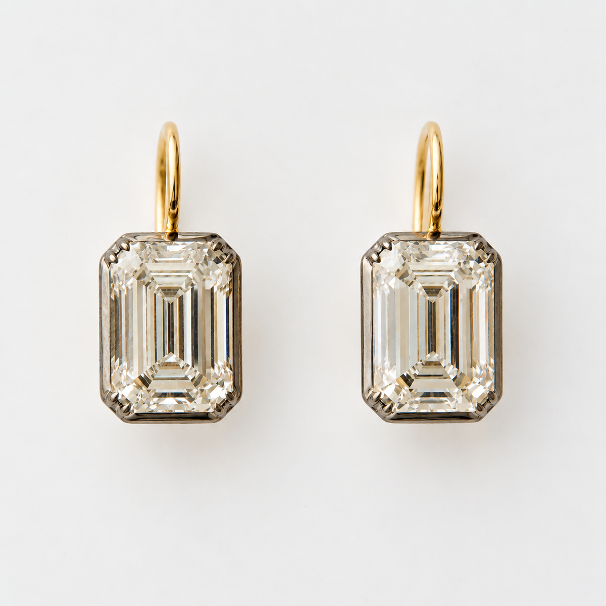 Collet-Set Emerald Lab Diamond Earrings
