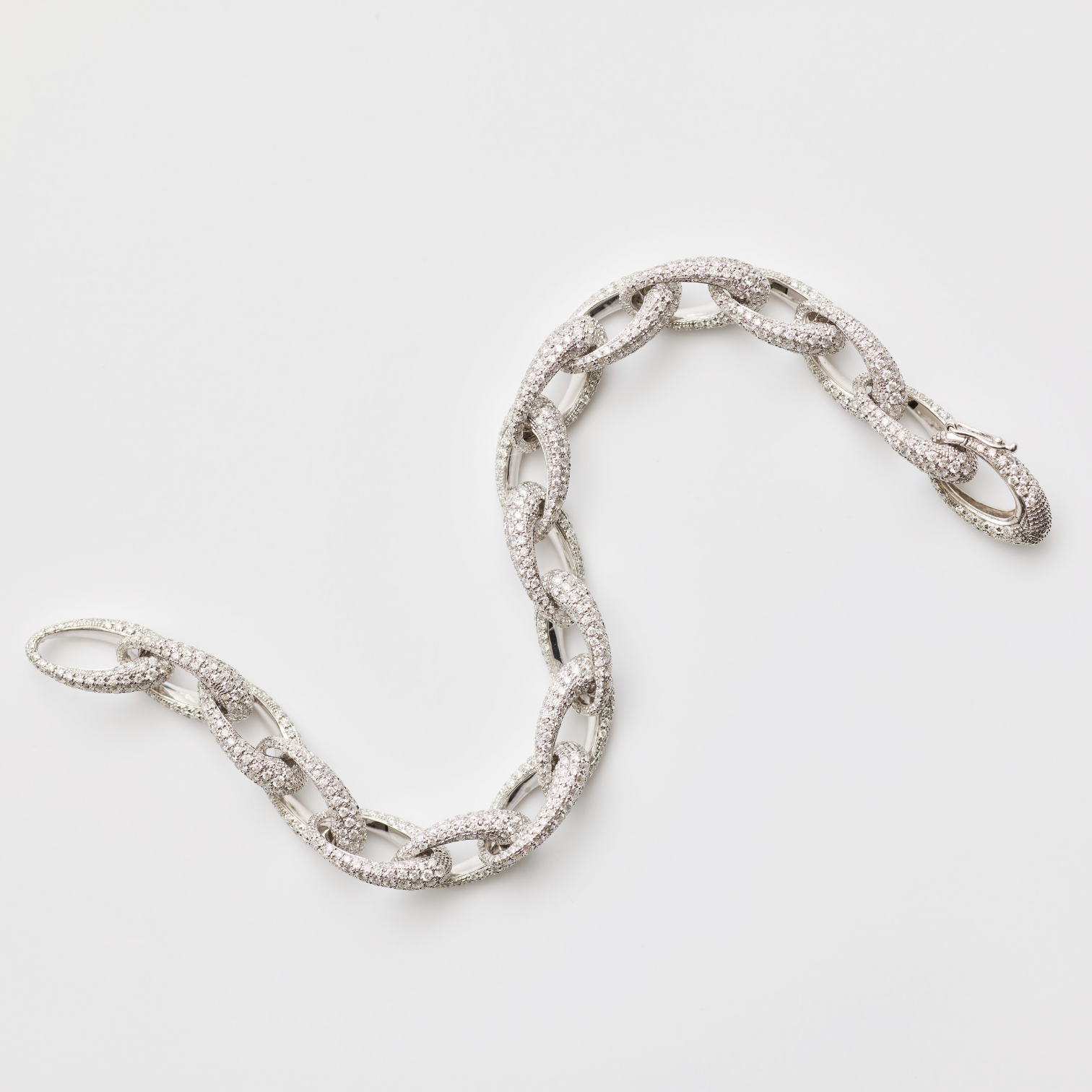 Pavé-Diamond Tapered Link Bracelet