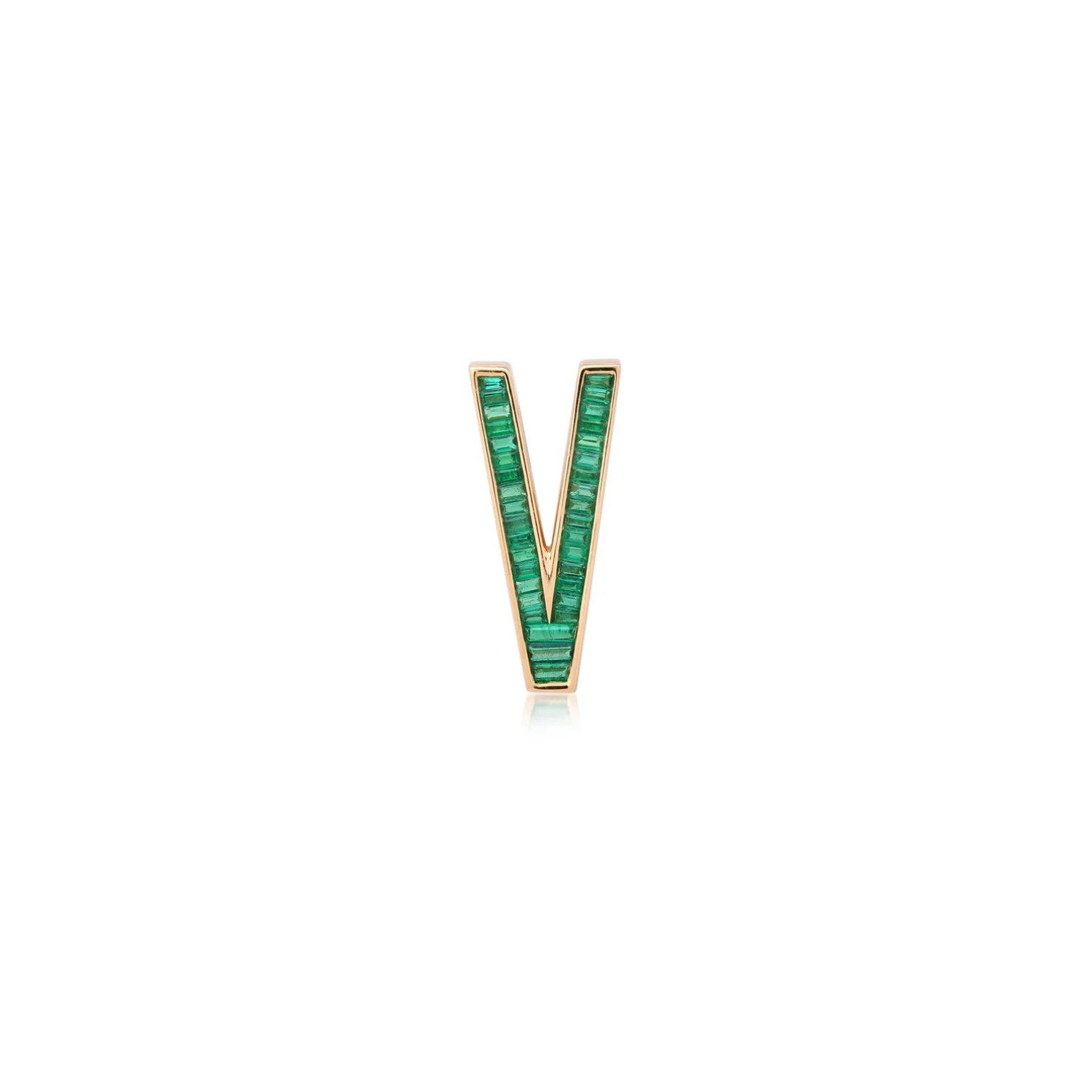 Slide-On Grandsize Encrusted Initial Pendant, Emerald