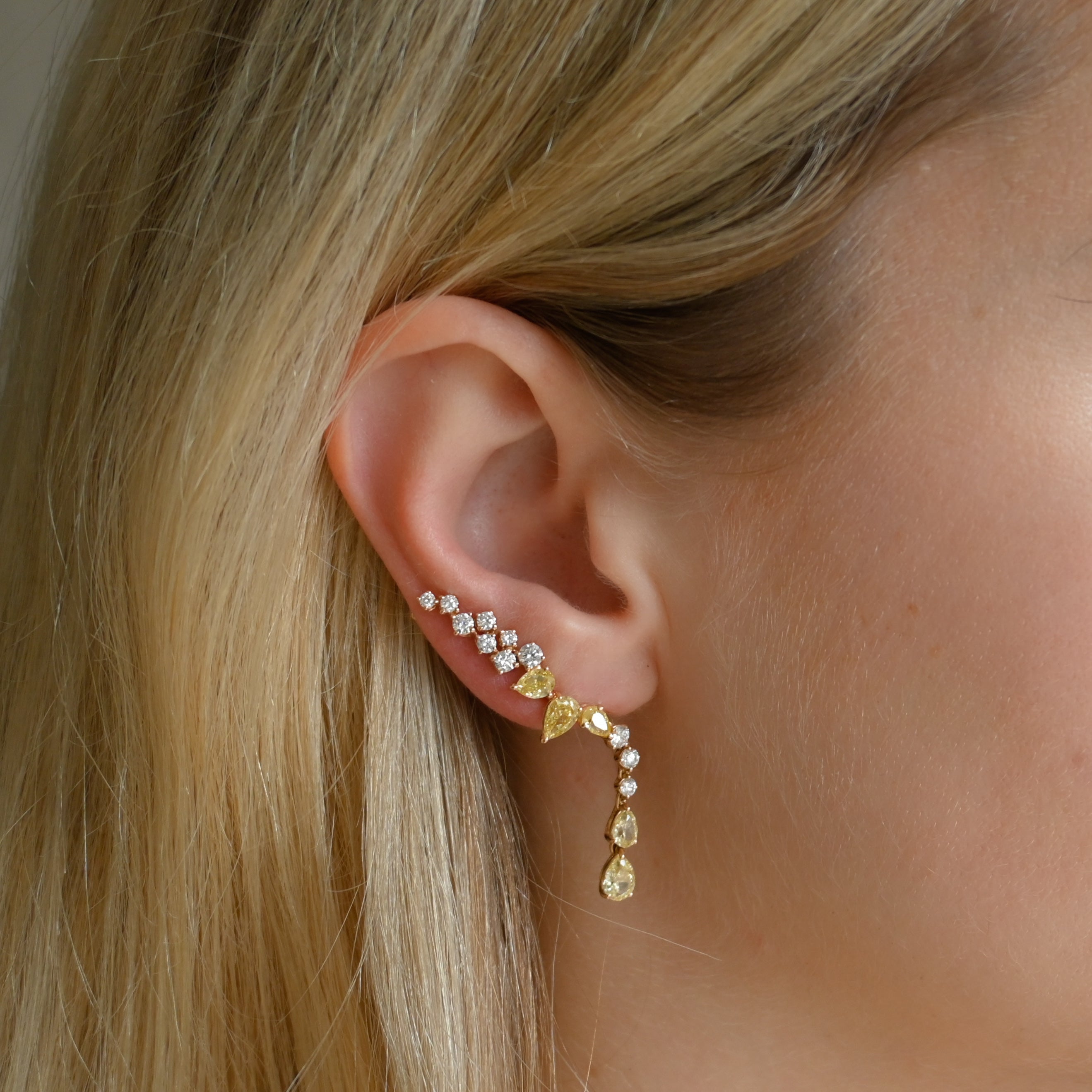 Constellation Pear-Cut Yellow Diamond Drop Earrings