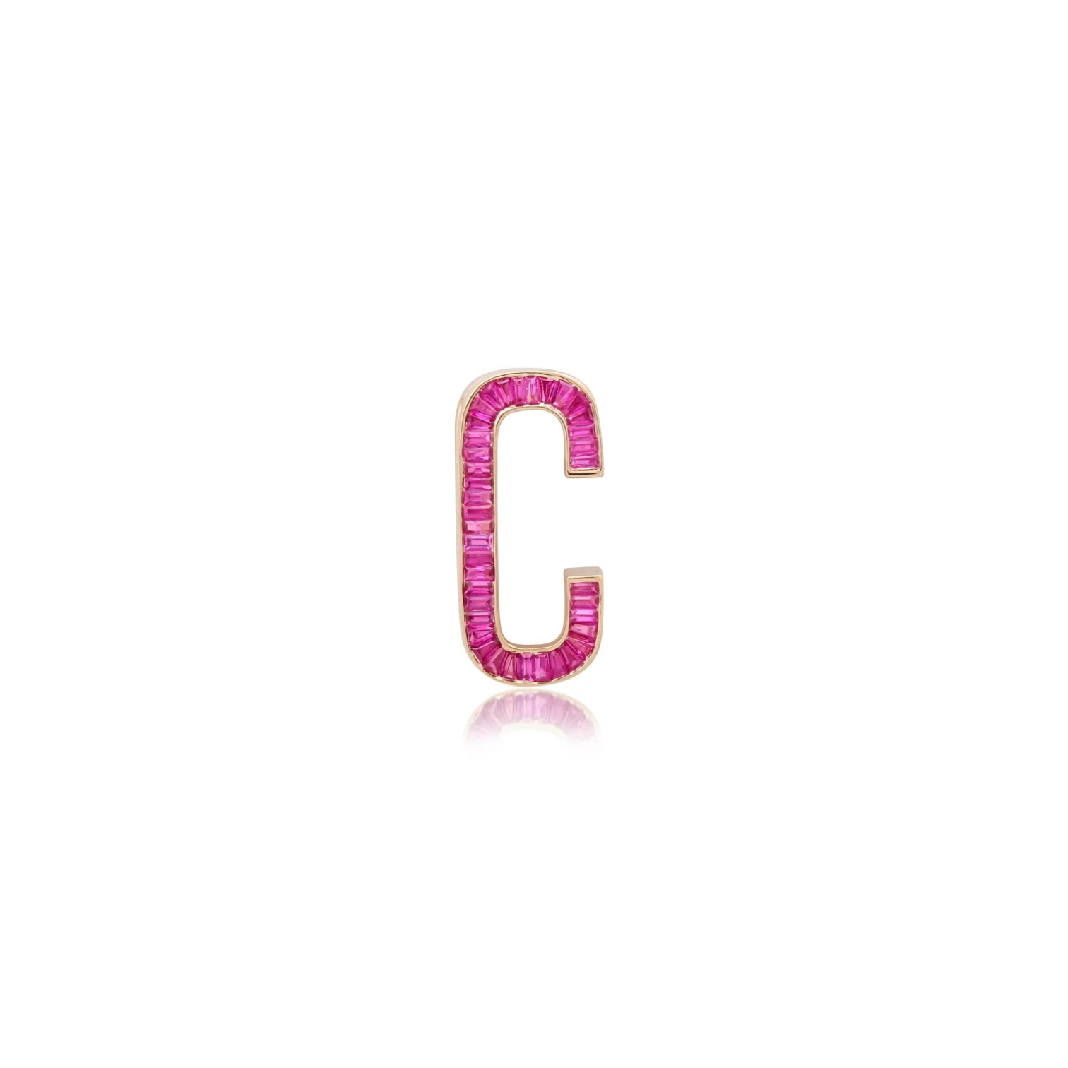 Slide-On Grandsize Encrusted Initial Pendant, Pink Sapphire
