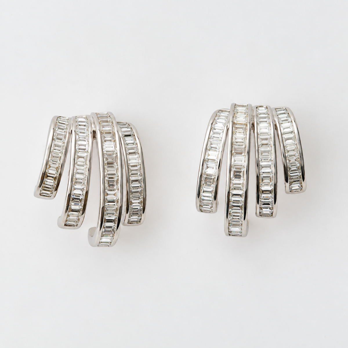 Qaud Arc Baguette Diamond Earrings