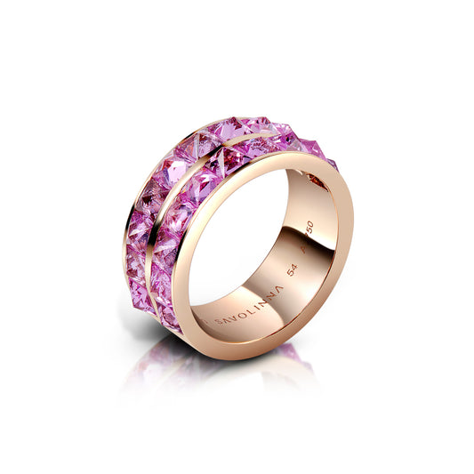 Be Spiked Double-Row Stacking Band, Pink Sapphires