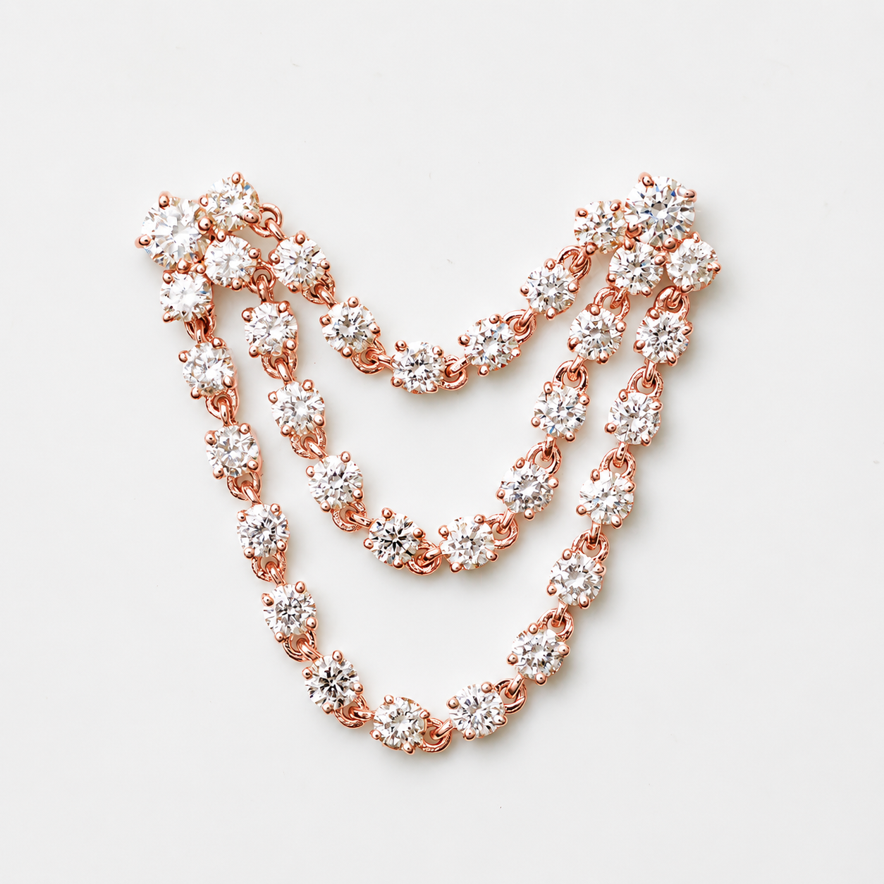 Two-Piercing Diamond Drape Earring