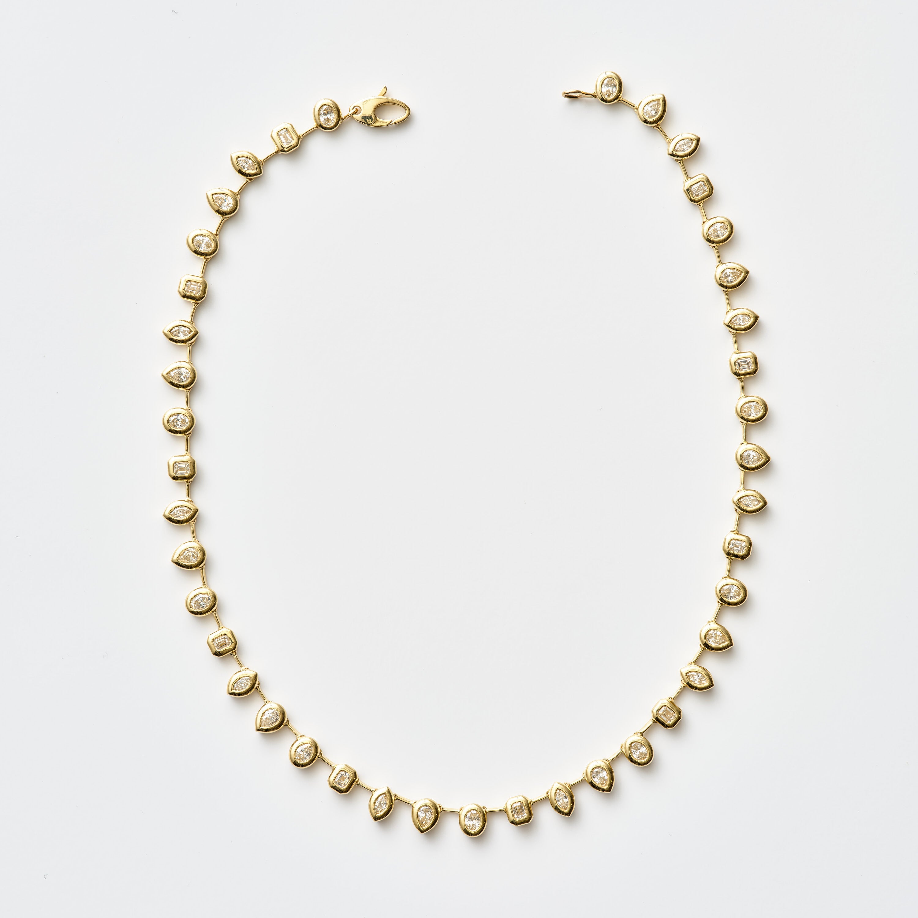 Mixed Shape Diamond Bezel Necklace