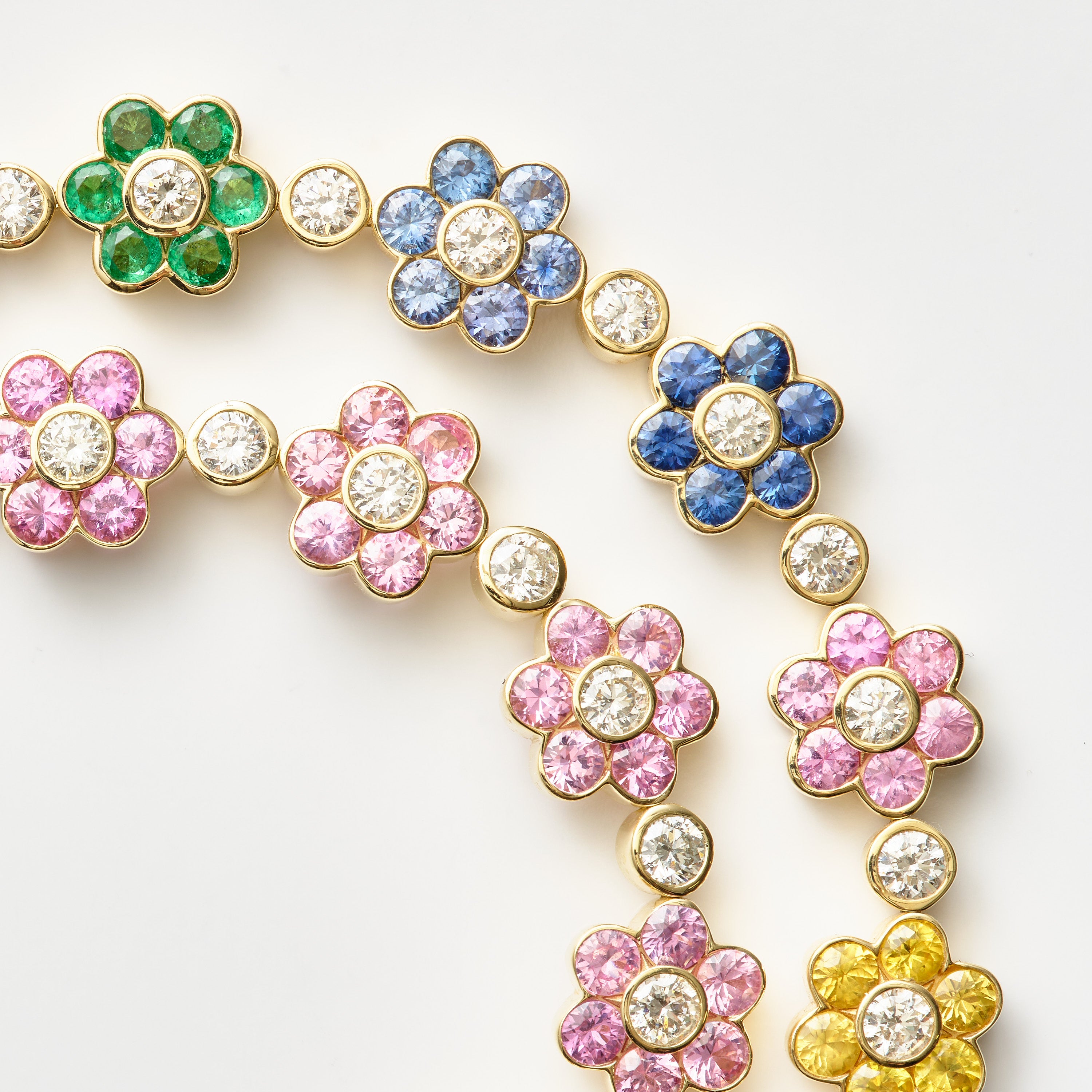 Pink Sapphire & Diamond Floral Bracelet