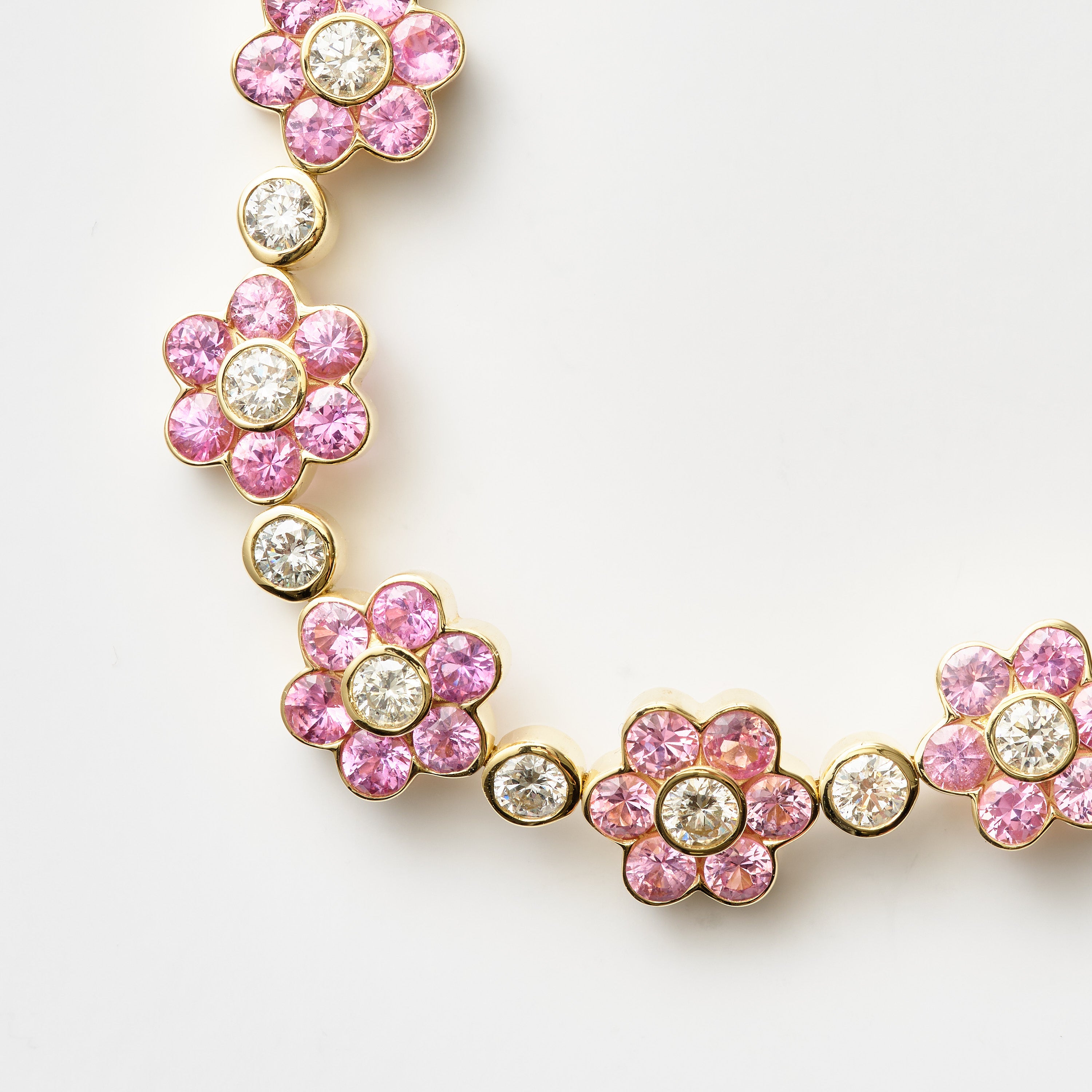 Pink Sapphire & Diamond Floral Bracelet