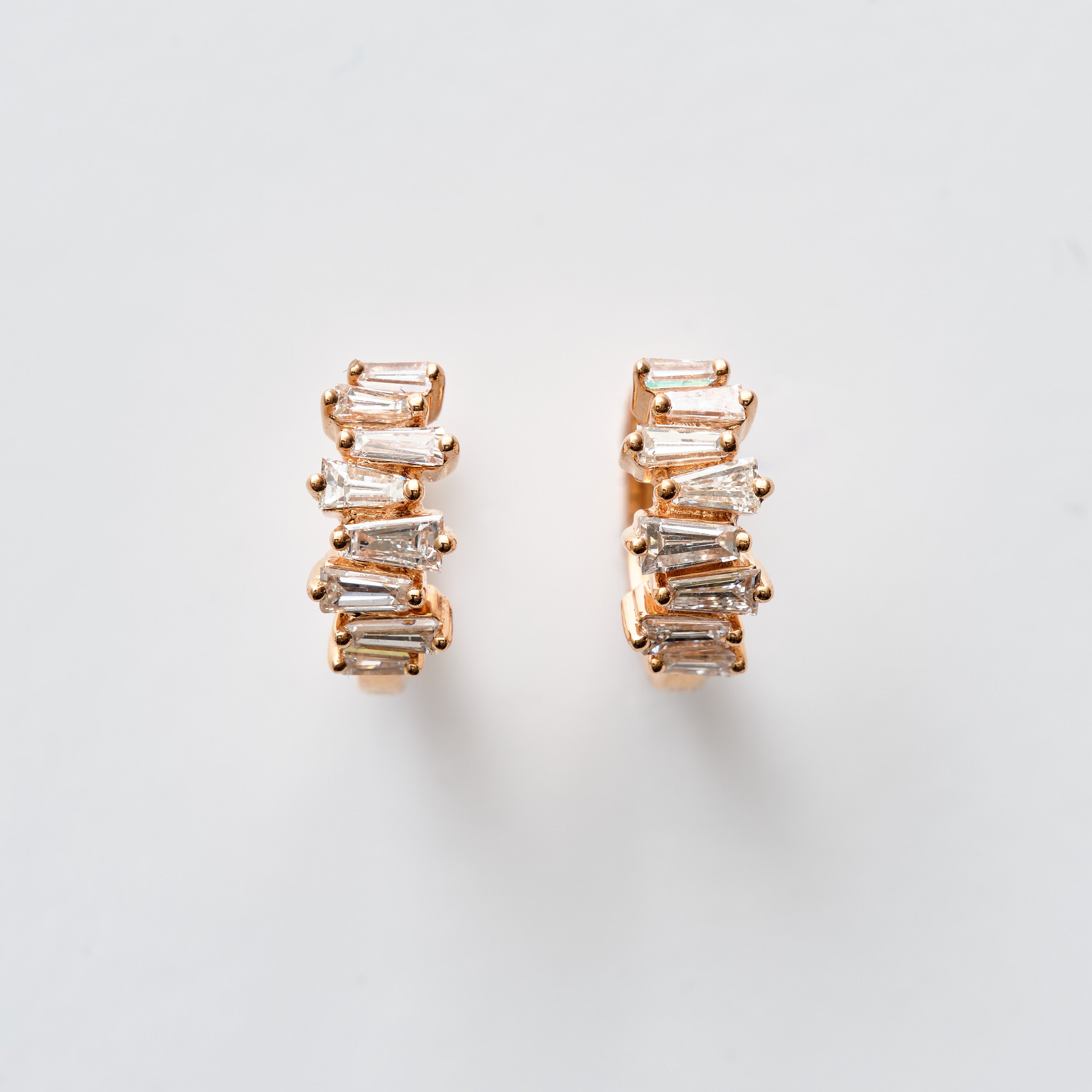 Mini Scattered Tapered Baguette Huggies