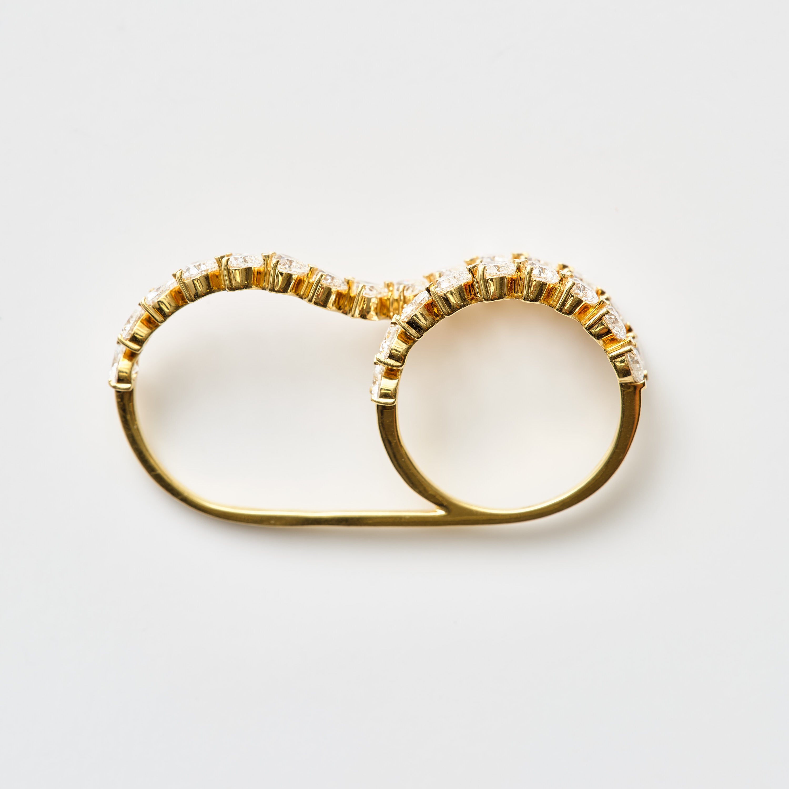 Heart Diamond Double Finger Ring