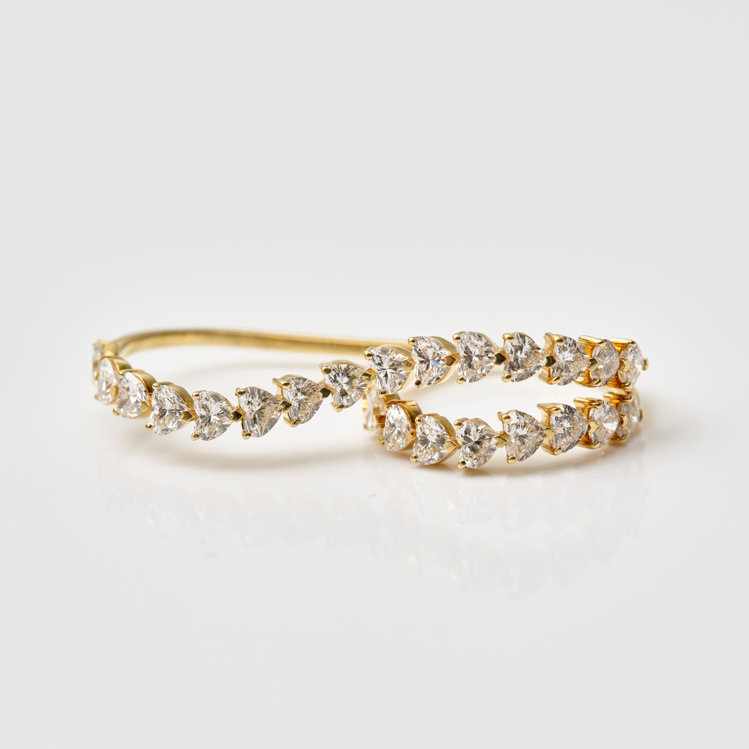 Heart Diamond Double Finger Ring