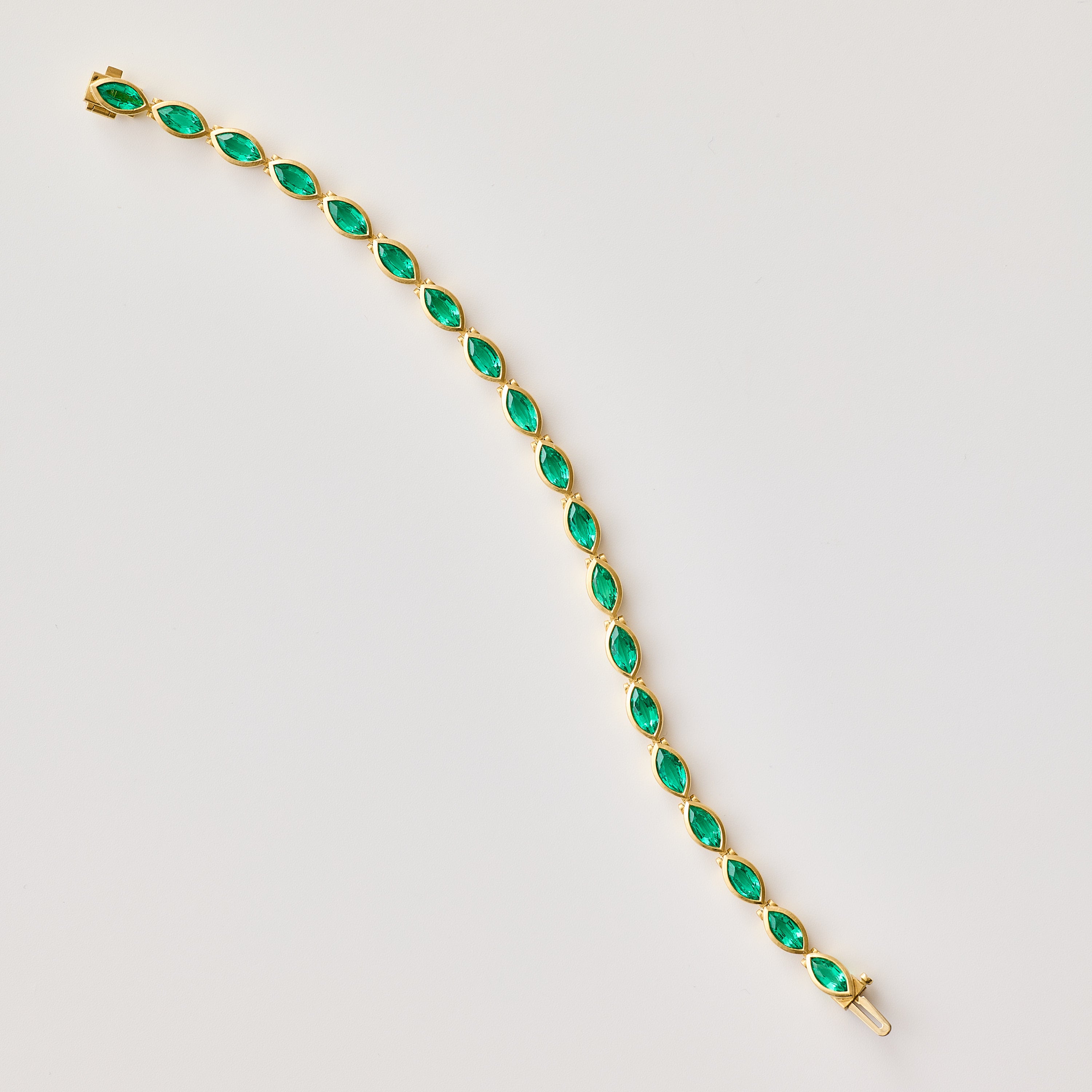 Green Lab Emerald Navette Bracelet