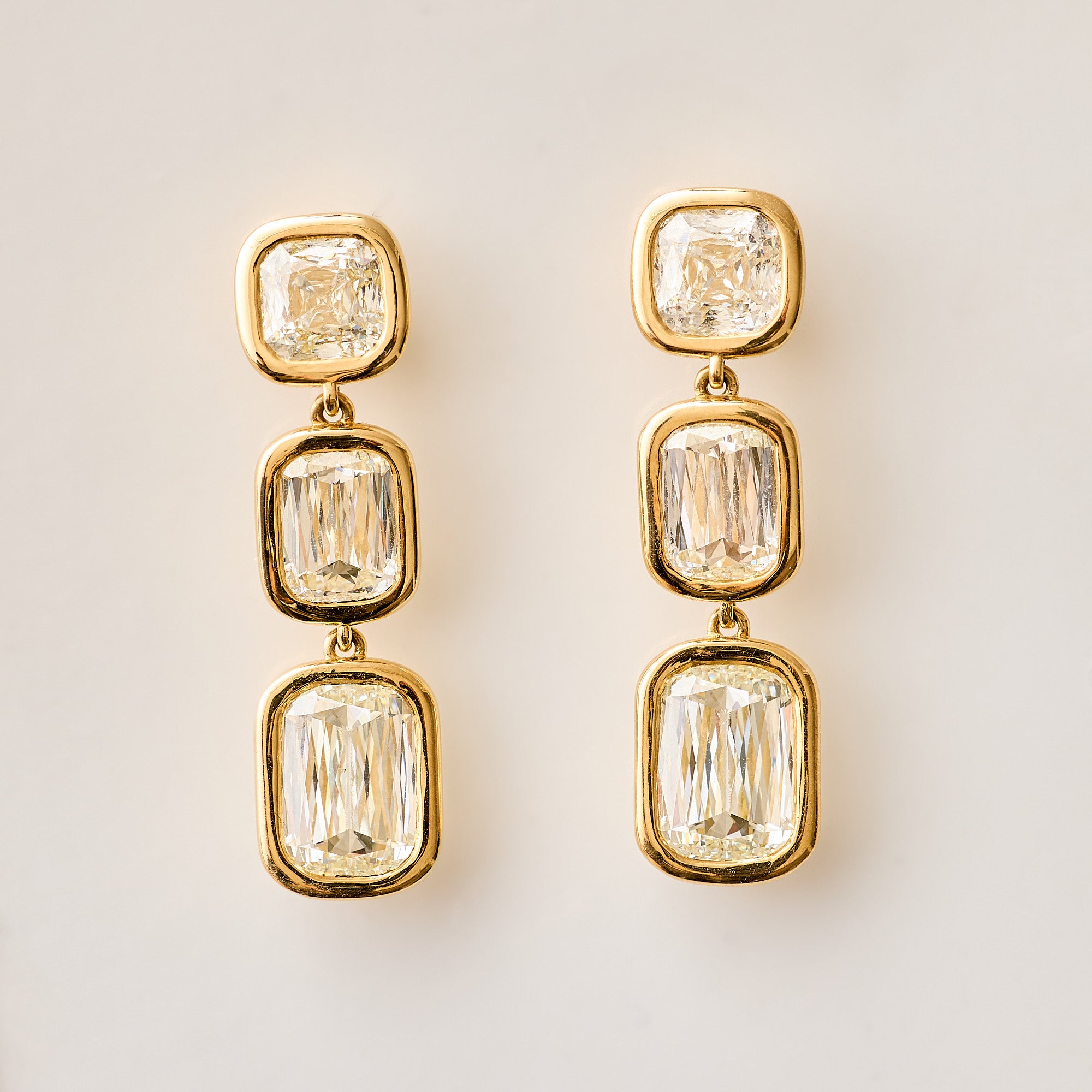 Ashoka & Cushion Diamond Bezel Earrings