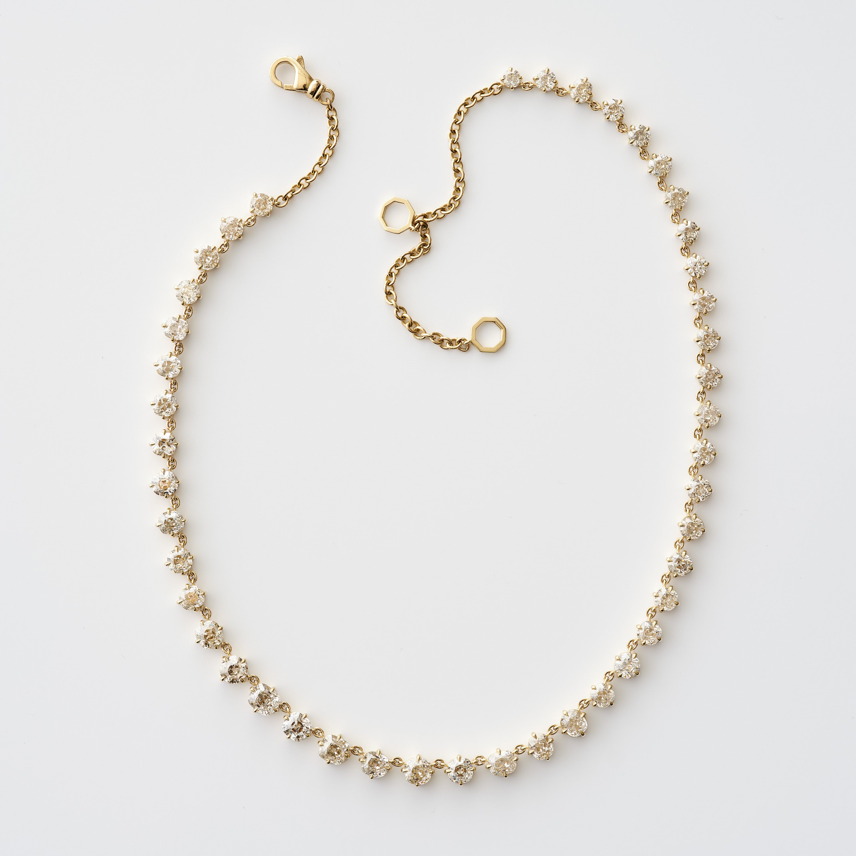 Compass-Set Antique Cut Cushion Diamond Necklace
