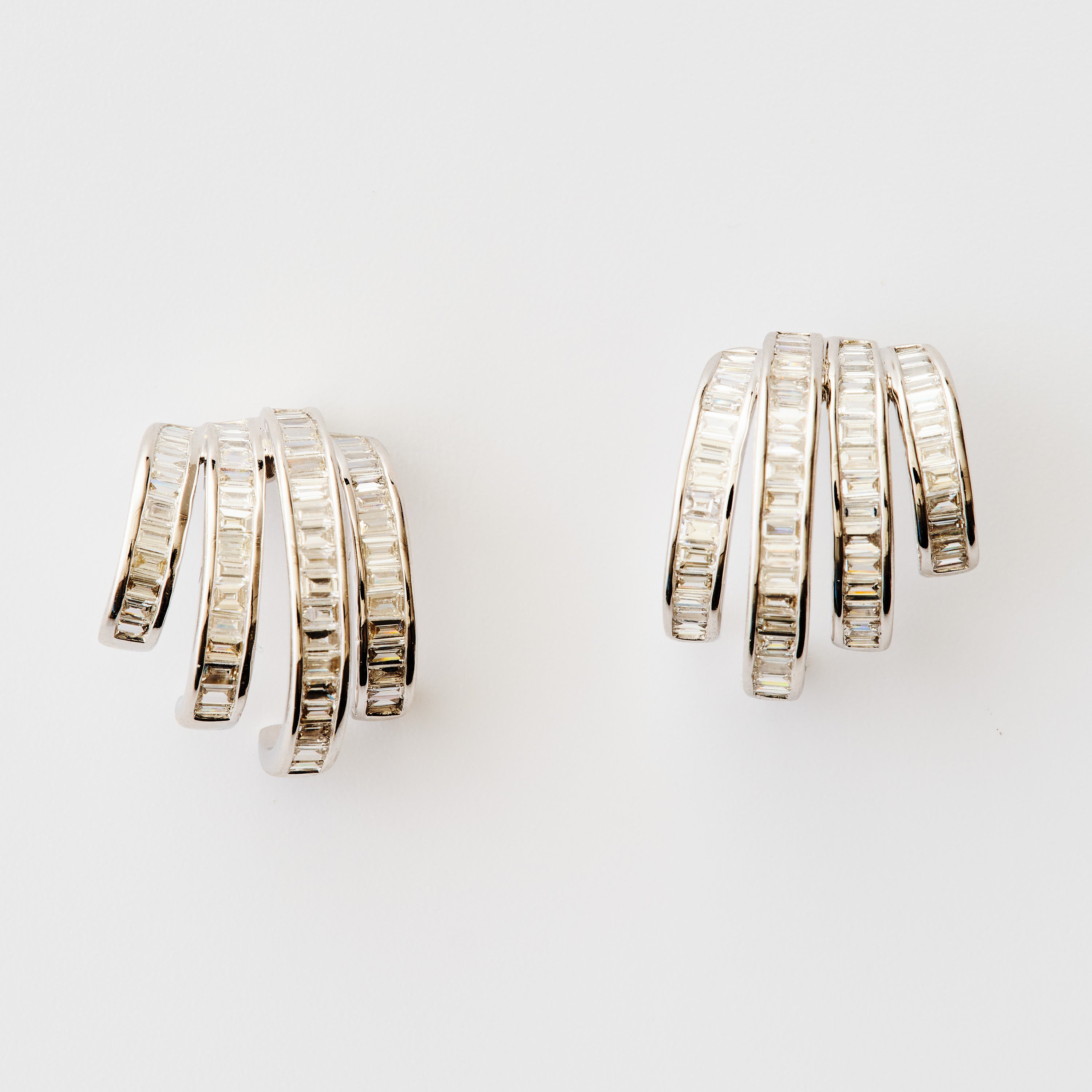 Qaud Arc Baguette Diamond Earrings