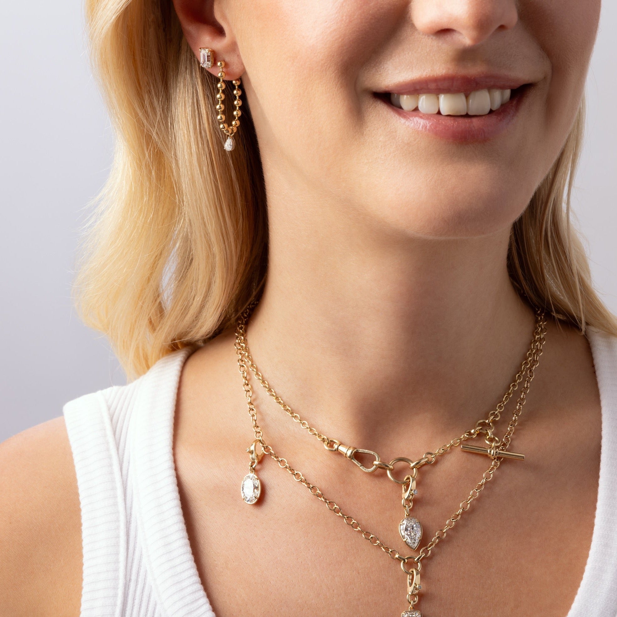 Lab Diamond Droplet Earrings