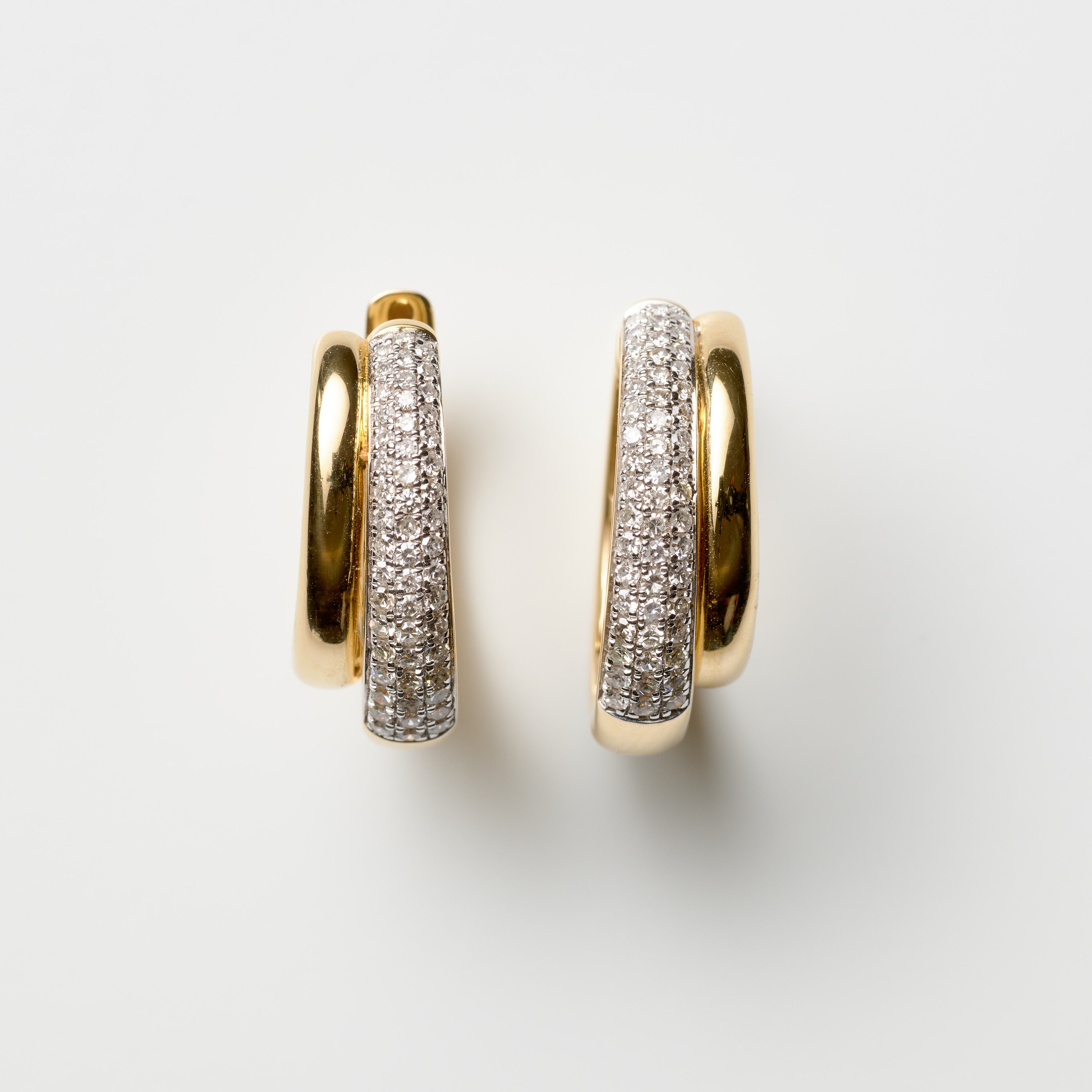Pavé-Diamond Double Hoops