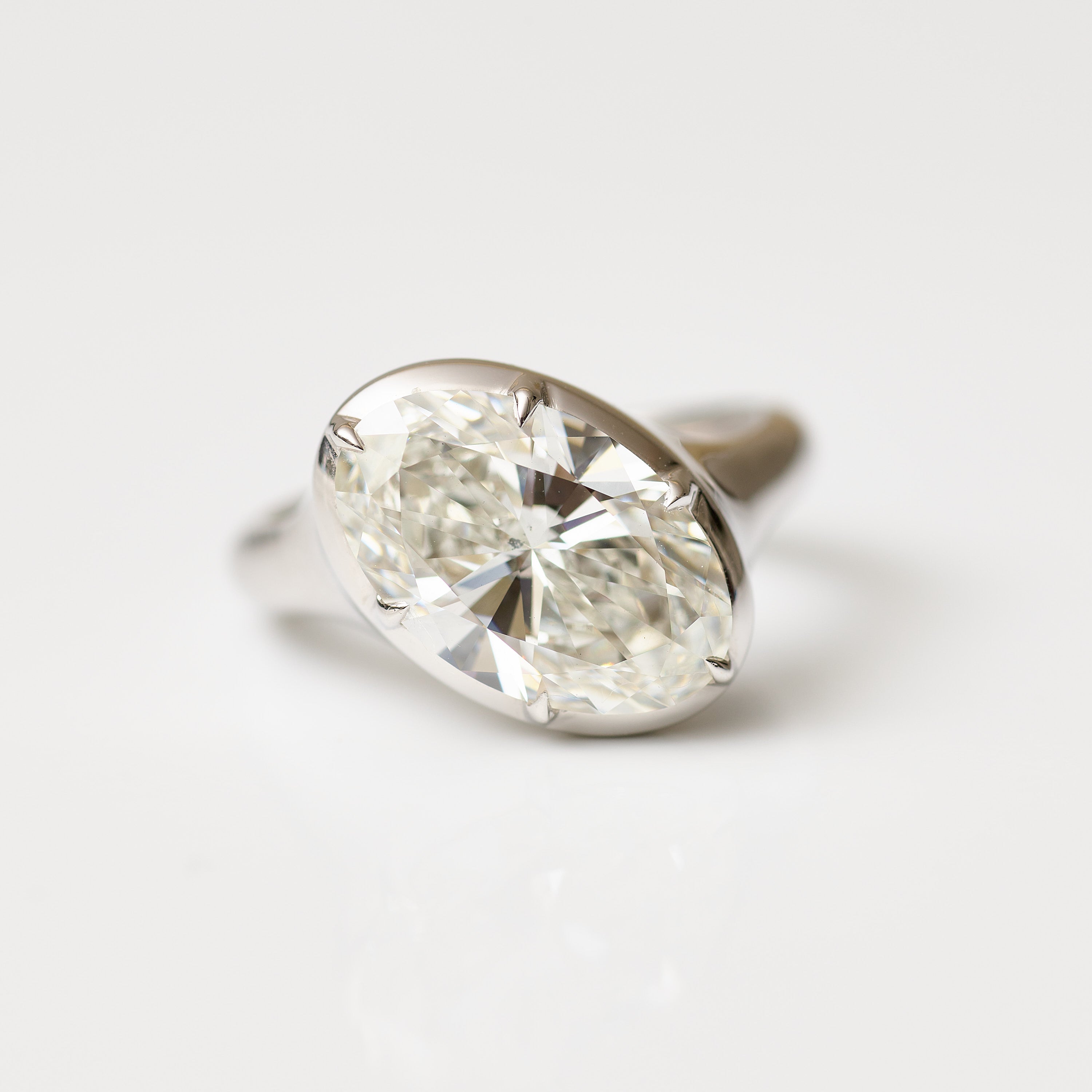 Collet-Set Oval Lab Diamond Ring
