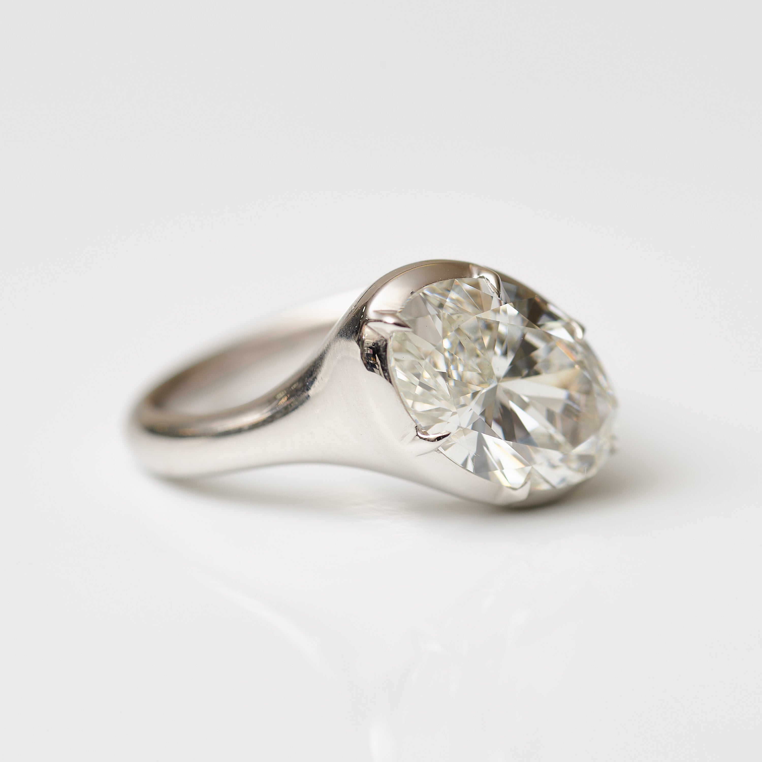 Collet-Set Oval Lab Diamond Ring