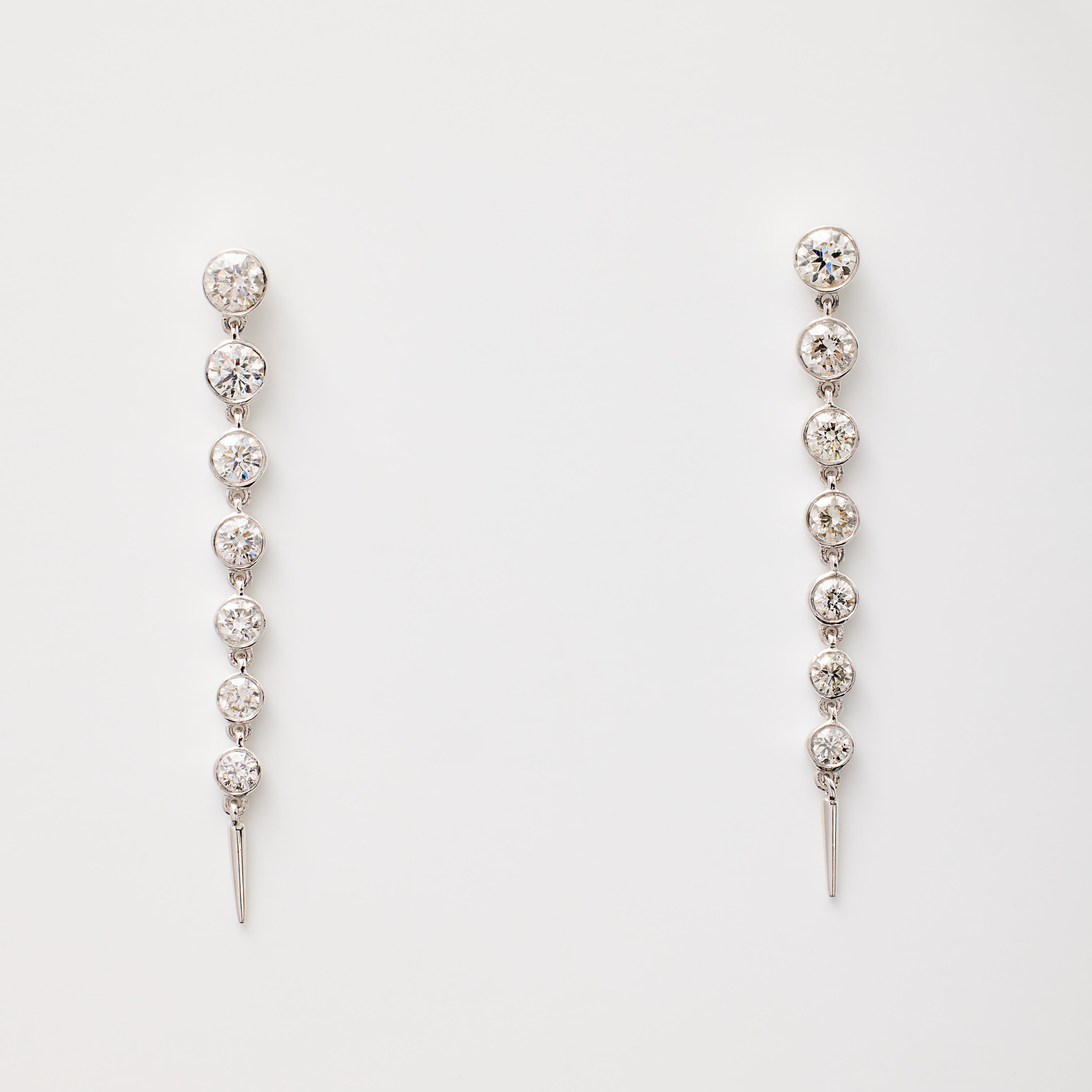 Graduated Diamond Bezel Drop Earrings