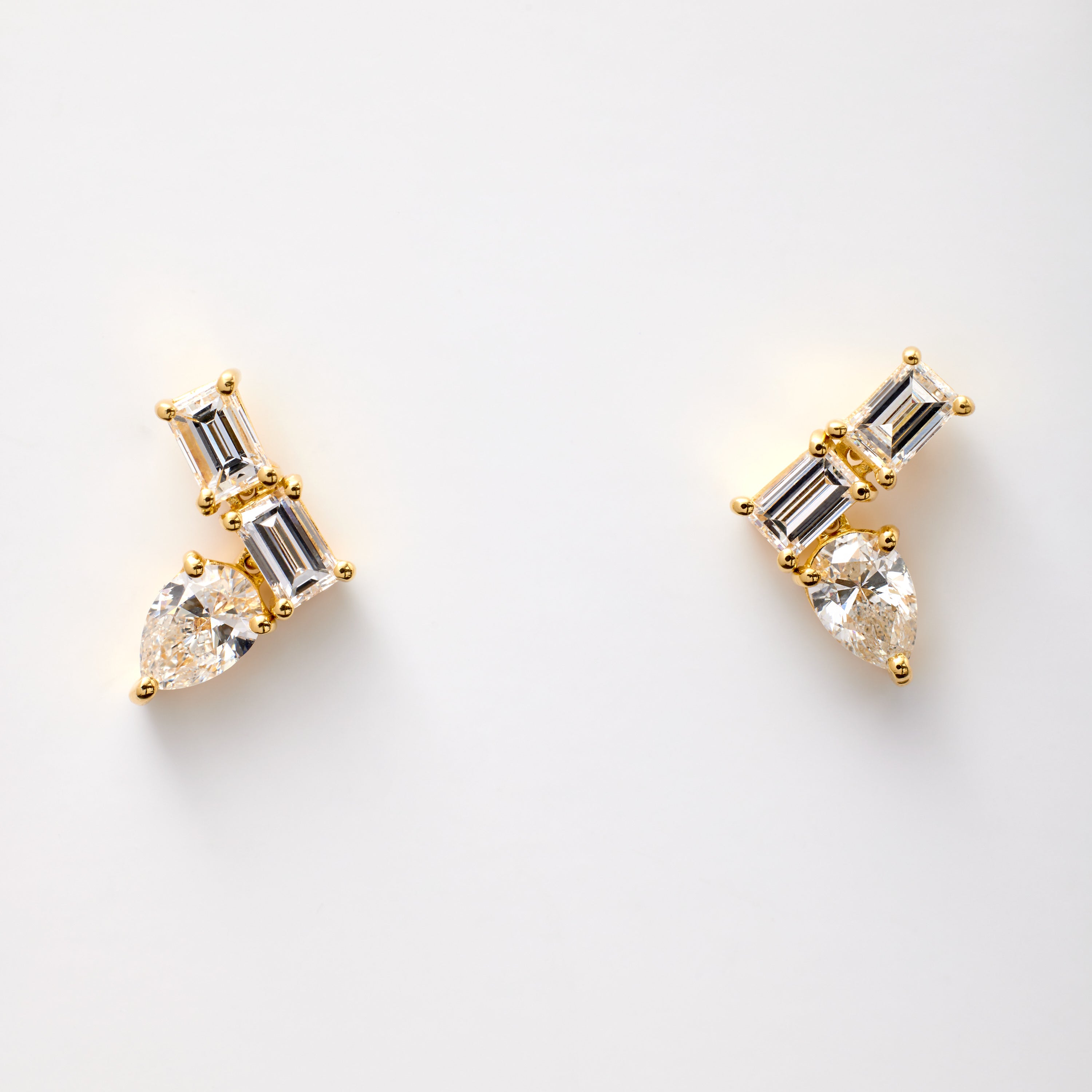 Double Baguette & Pear Diamond Studs