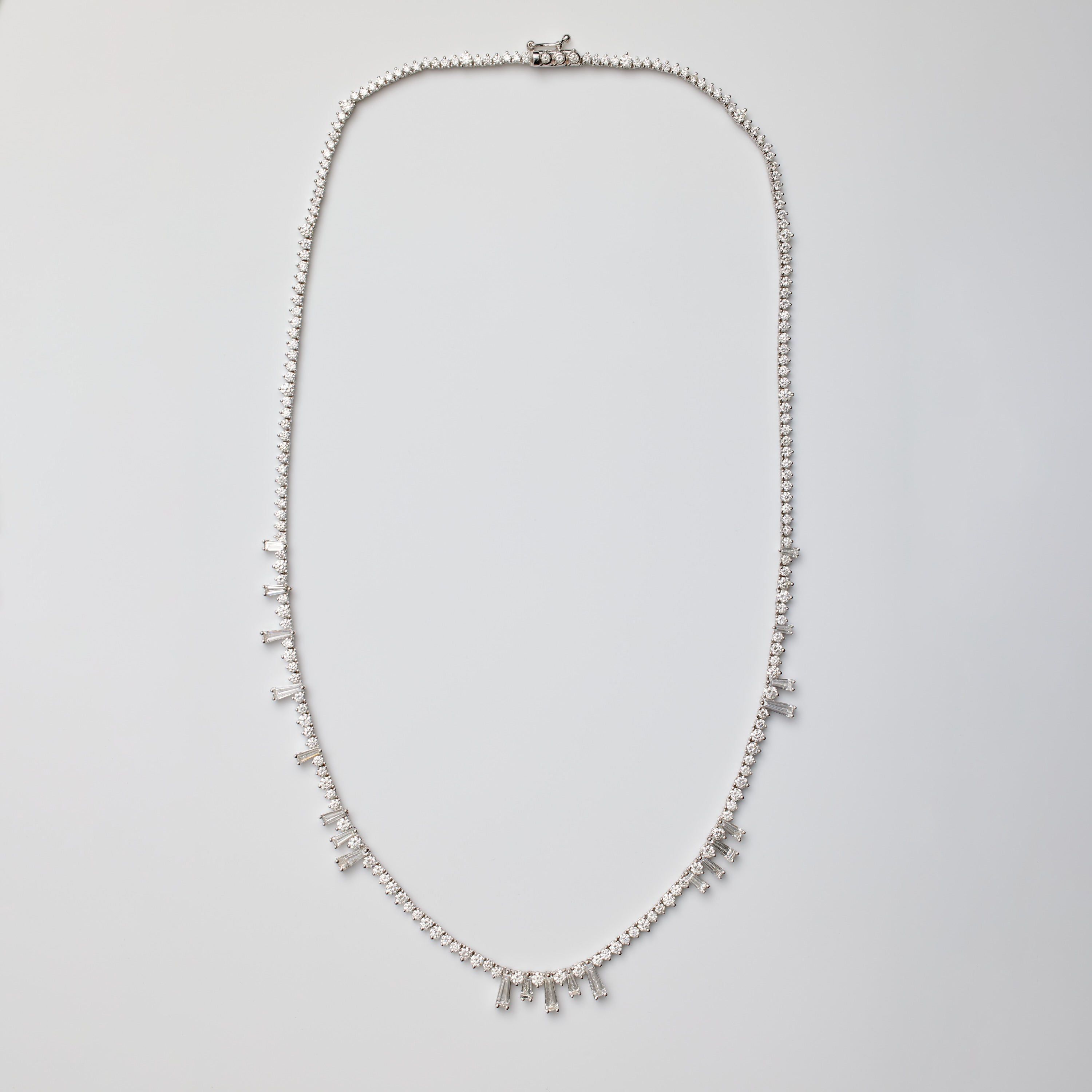 Round-Brilliant & Tapered Baguette Tennis Necklace
