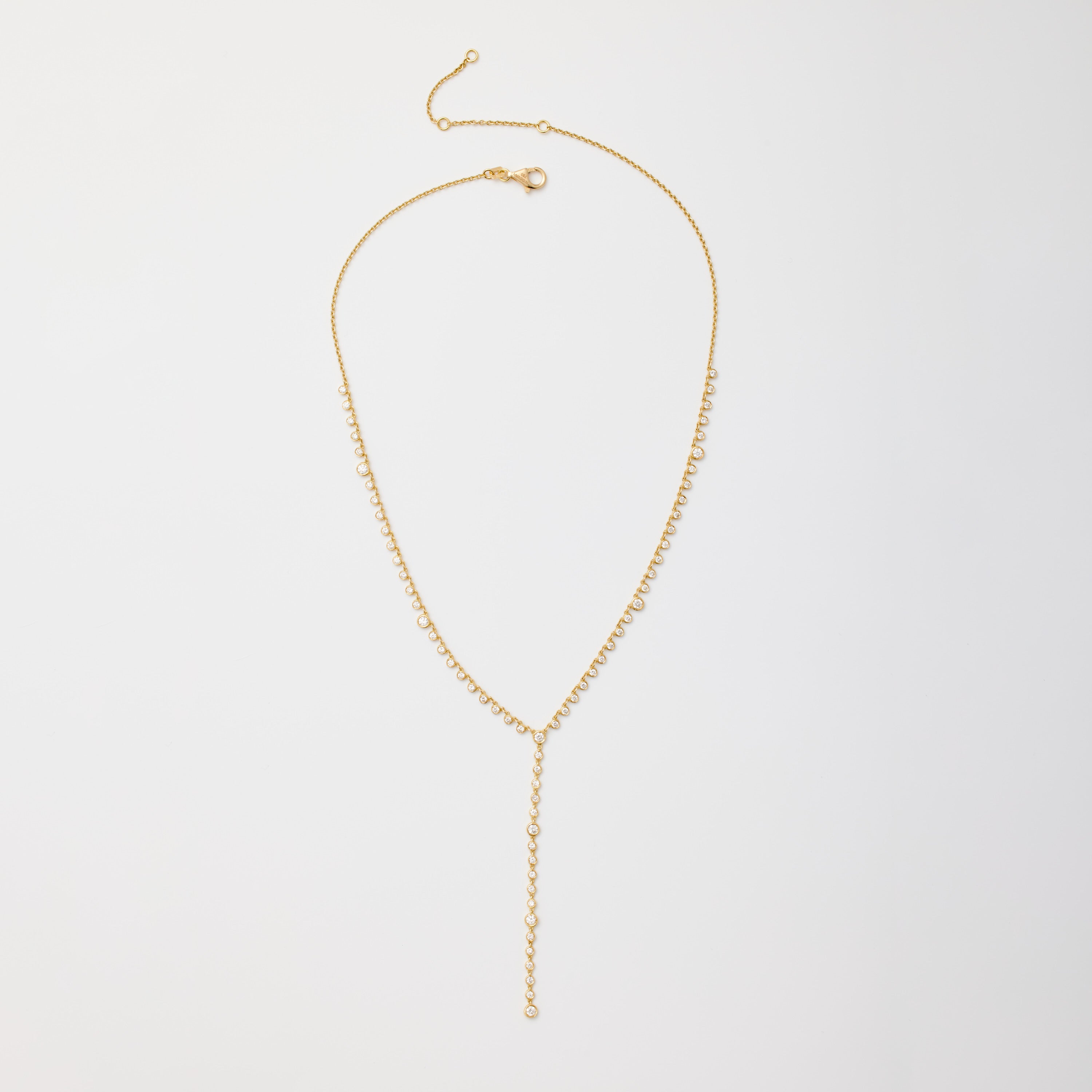 Diamond Bezel-Drop Lariat Necklace
