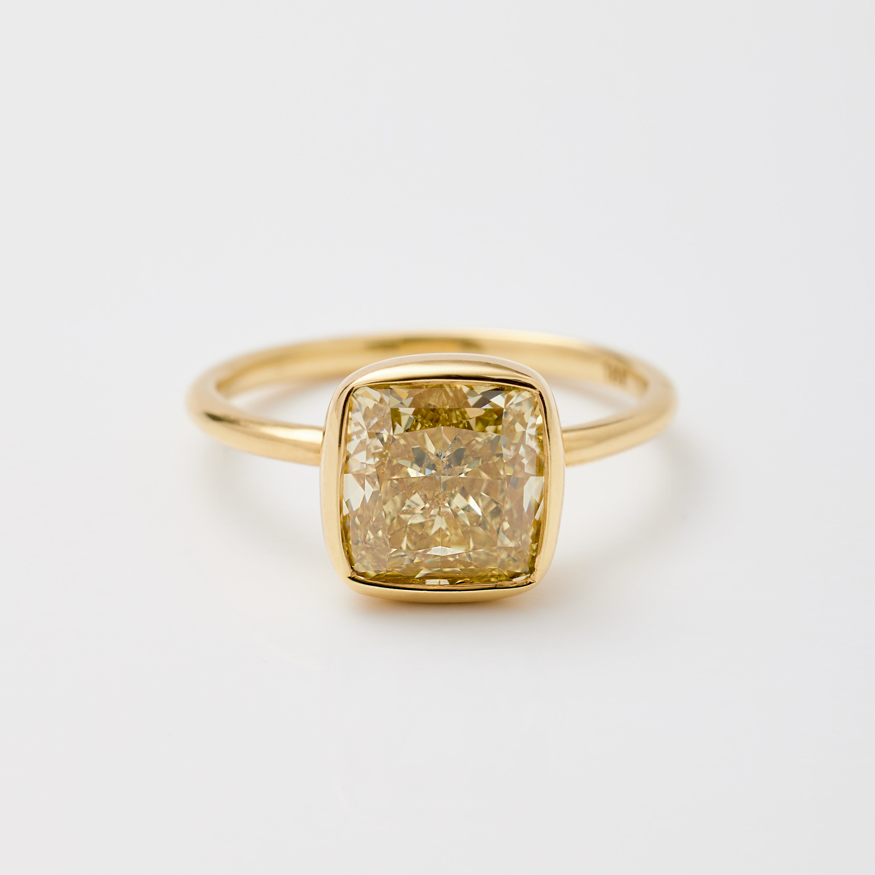 Yellow Cushion Diamond Bezel Ring