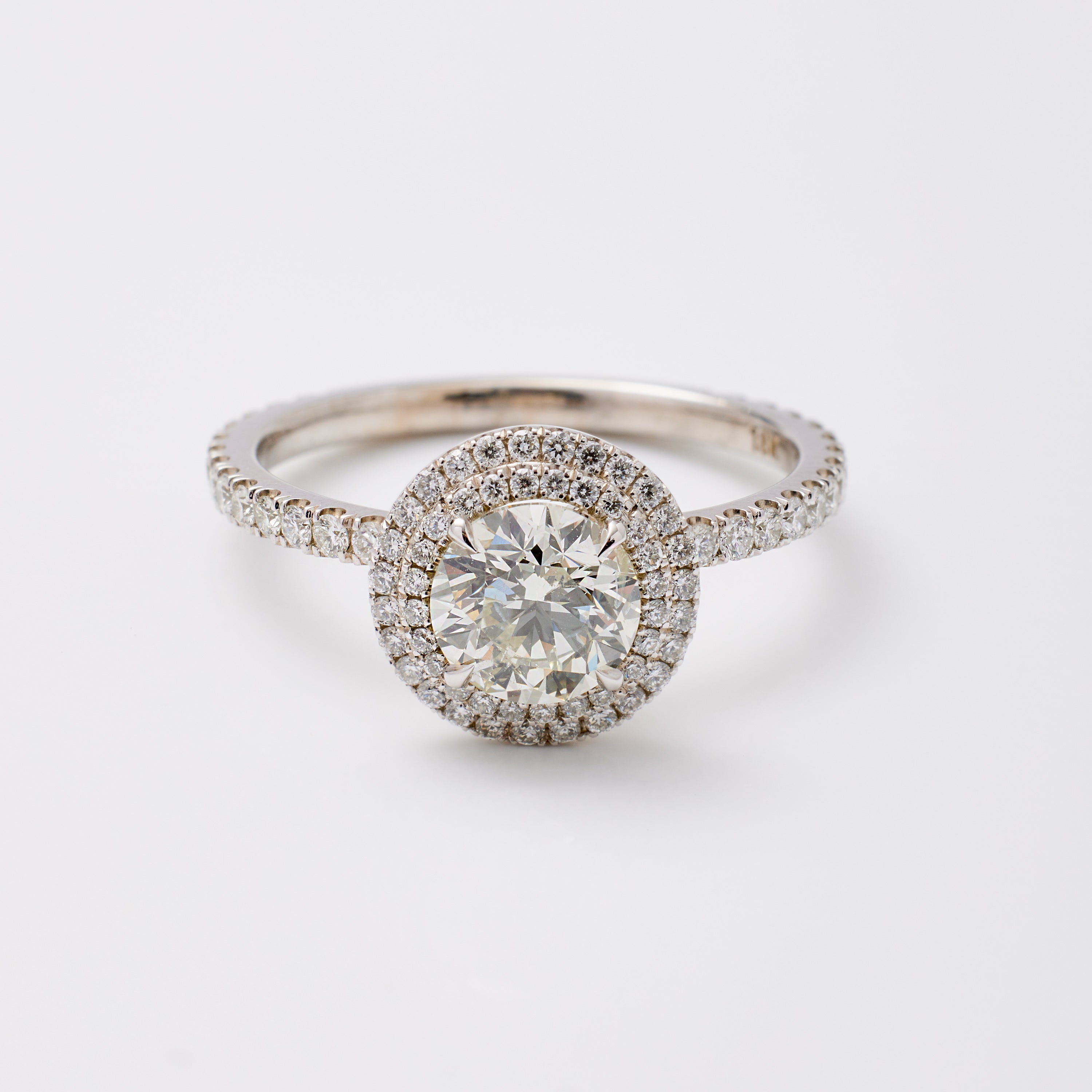 Round-Brilliant Diamond Double-Halo Ring